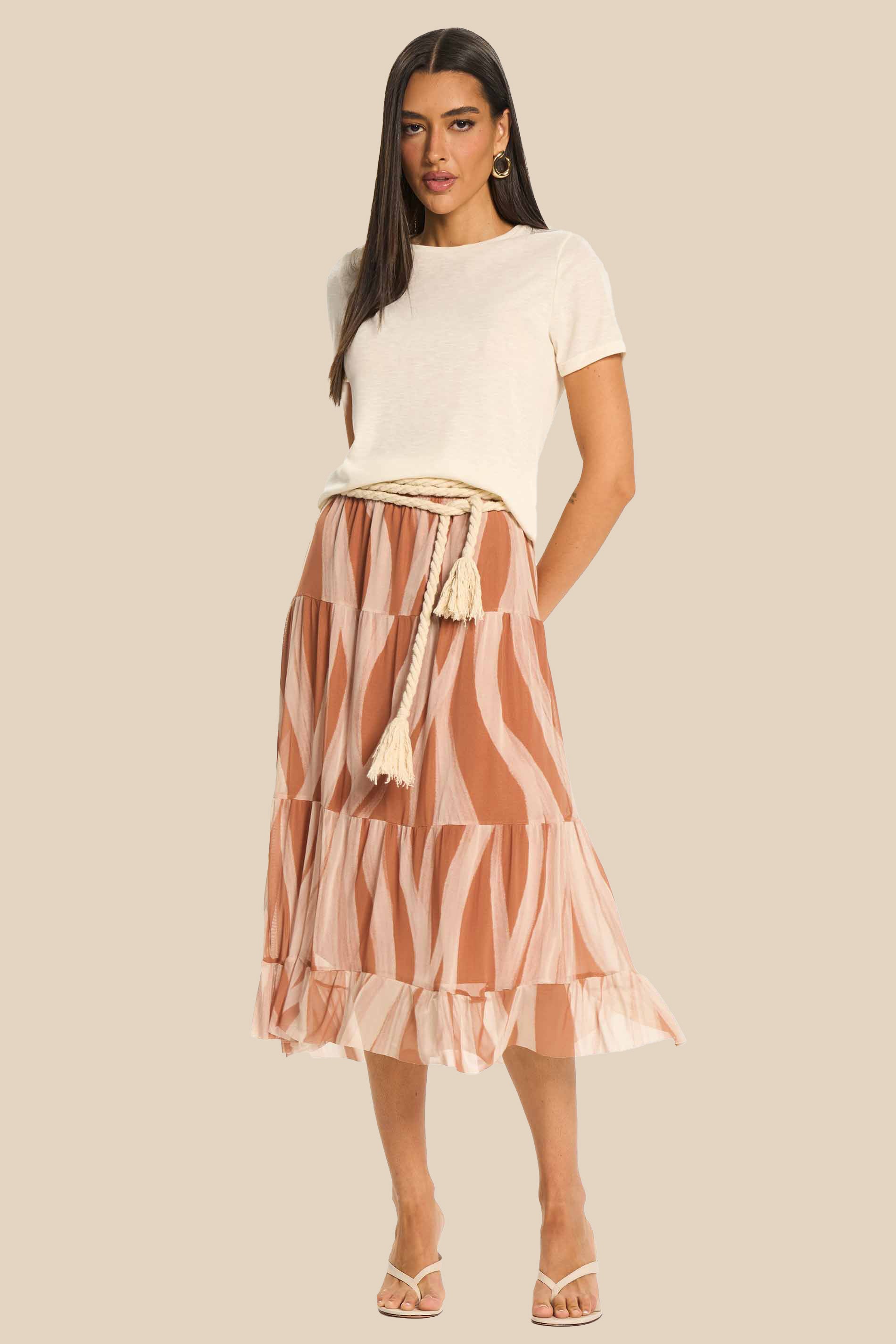 T-shirt Feminina Reta Tricot Flamê Miragem - Doce Trama