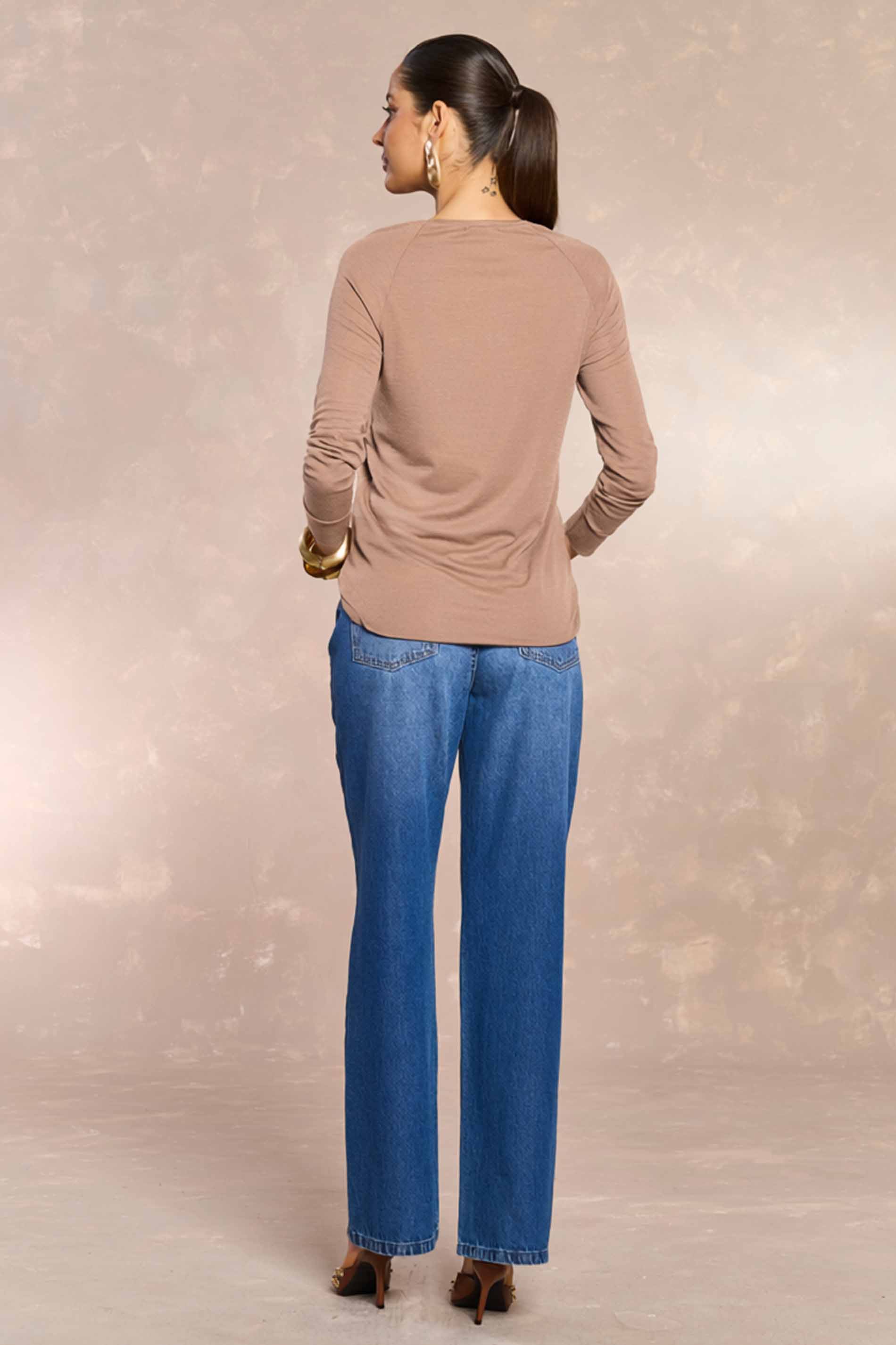 Blusa Ampla Retrô Glam em Tricot Flamê