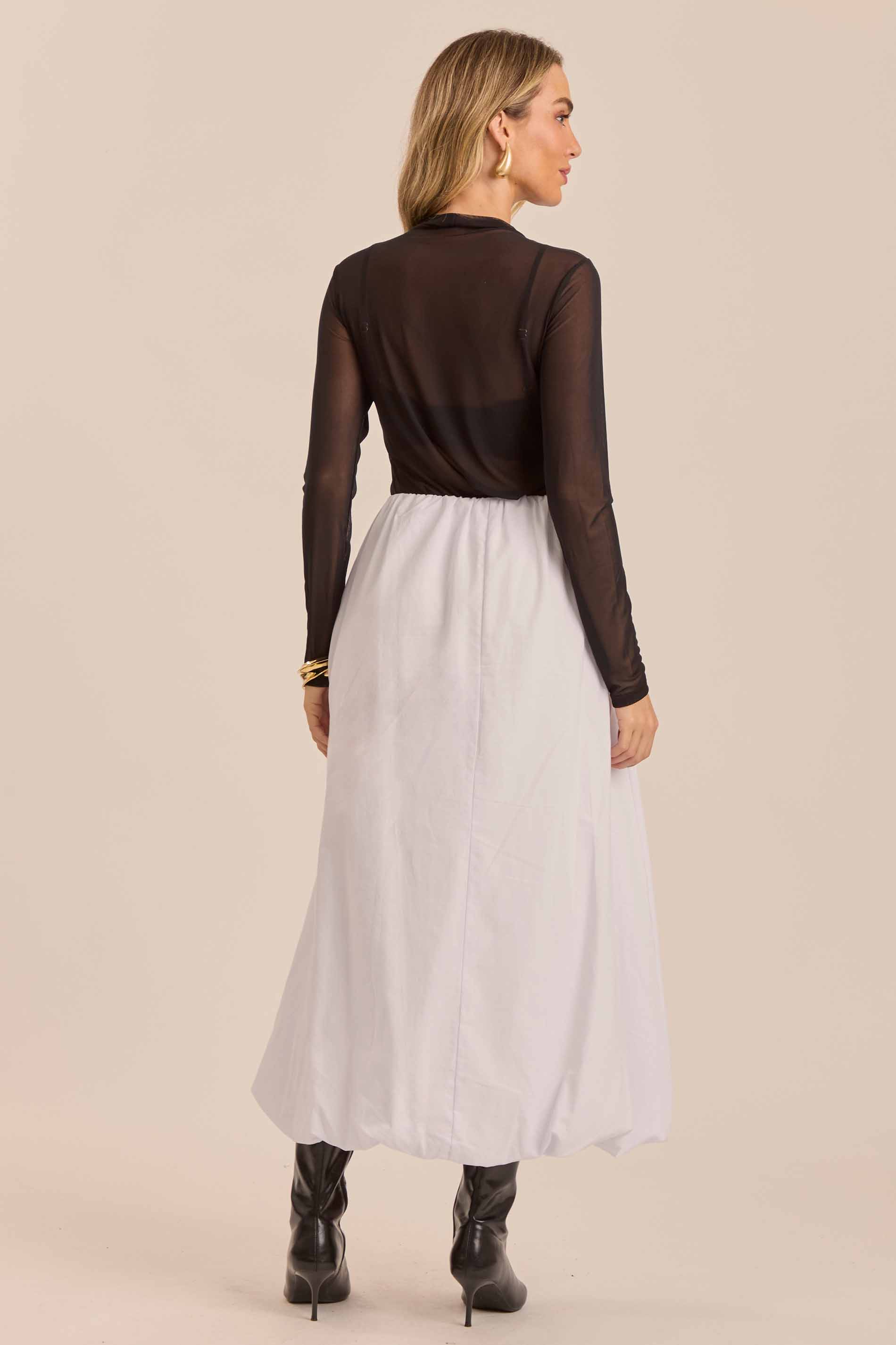 Blusa Ethnic Blur Manga Longa em Tule