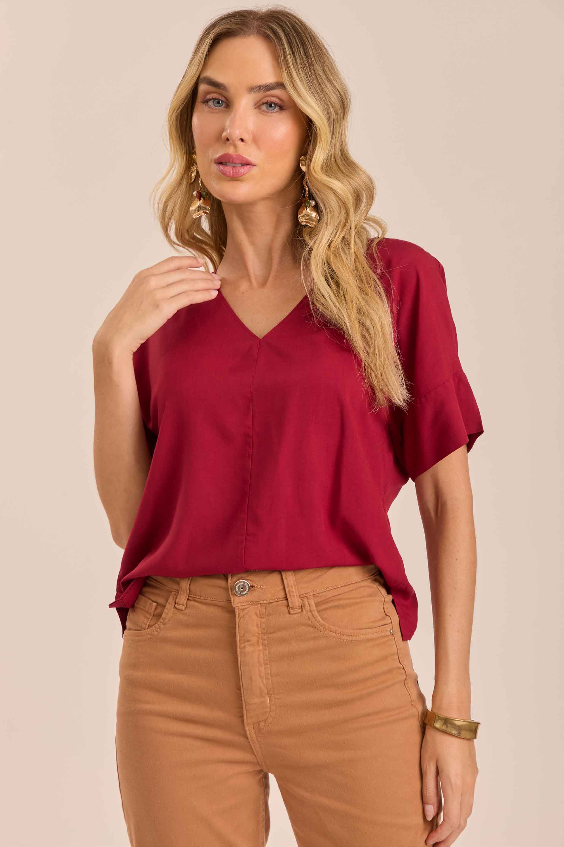 Blusa Soft Garden com Decote V