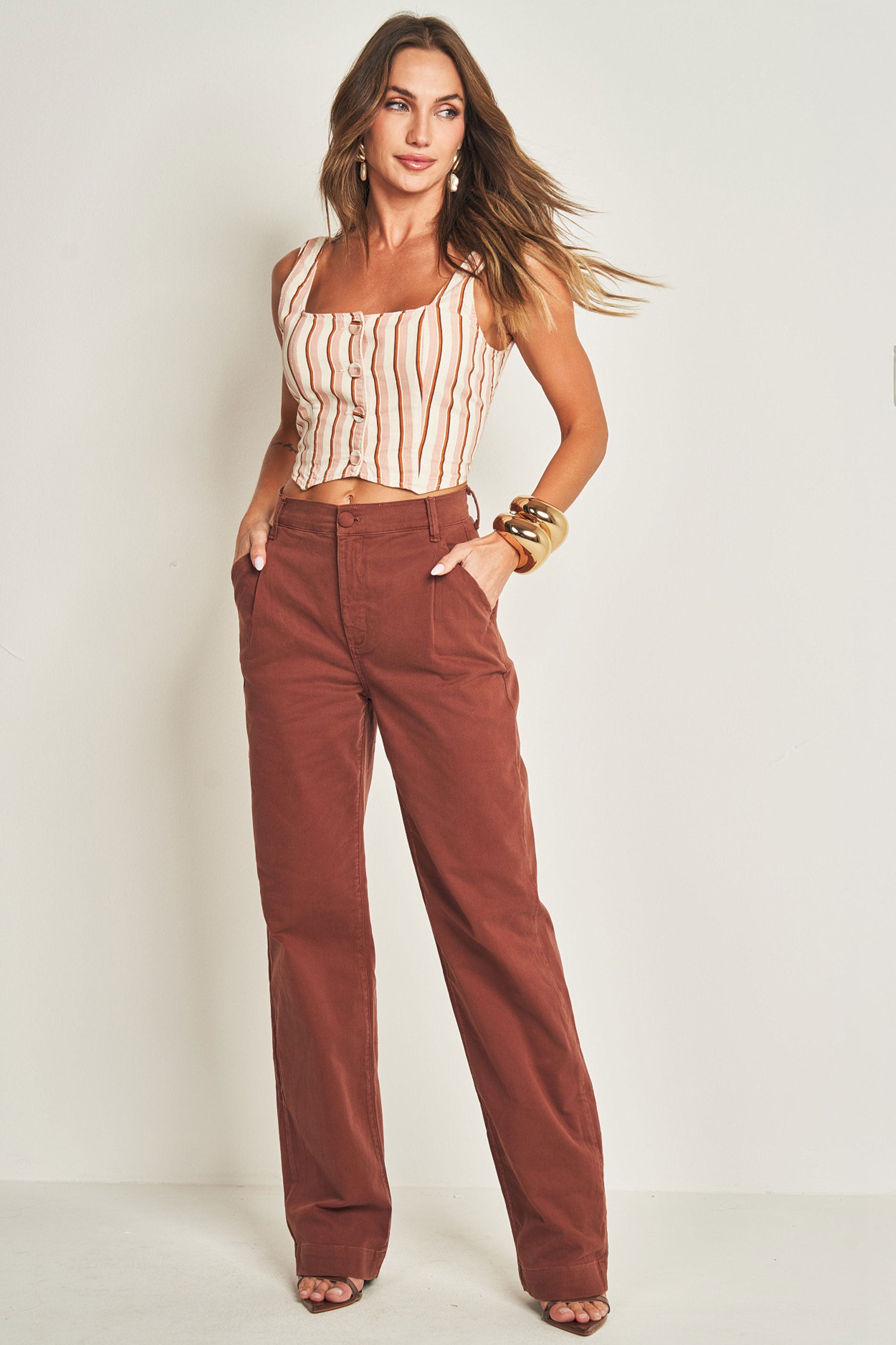 Calça Peônia em sarja com elastano