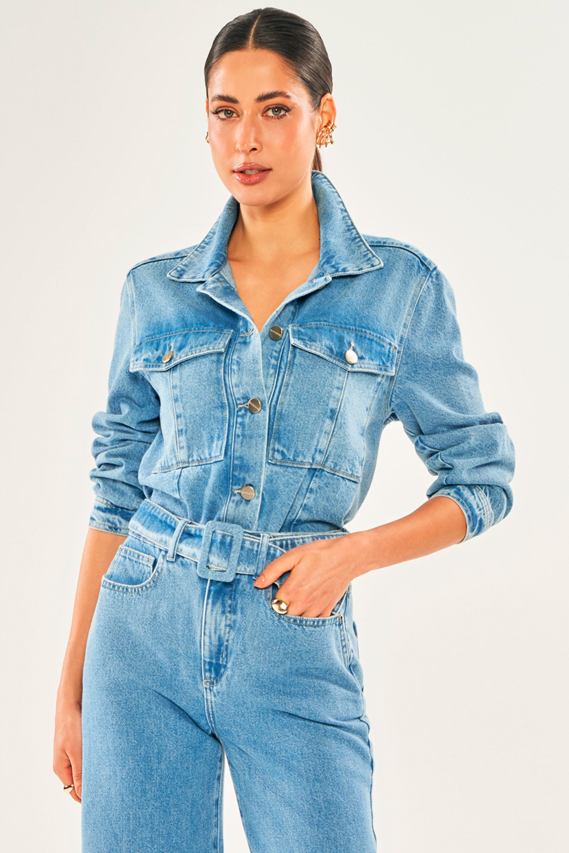 Jaqueta Jeans com Botões Decorativos