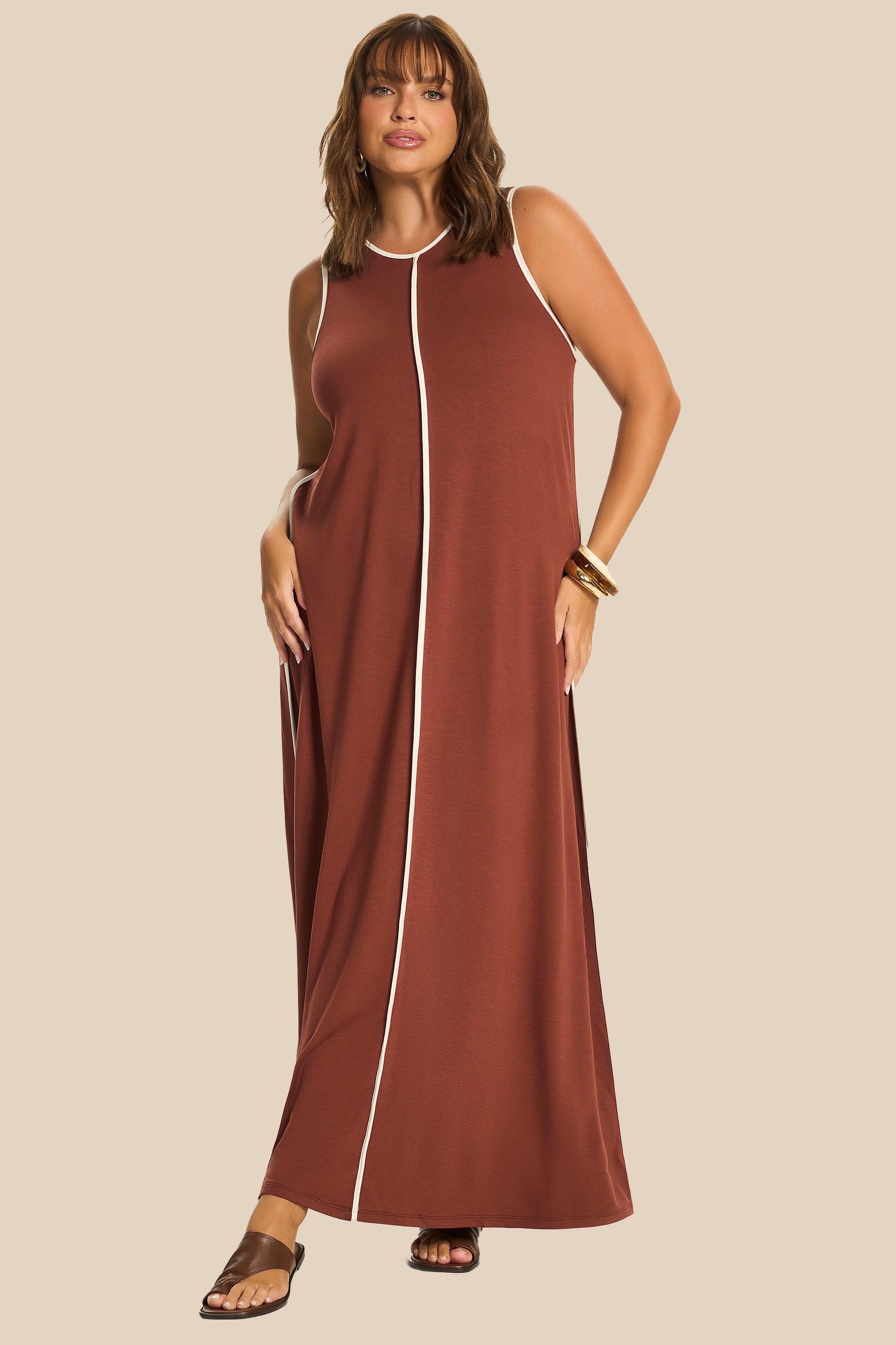 Vestido Longo Reto em Moletinho Miragem - Doce Trama