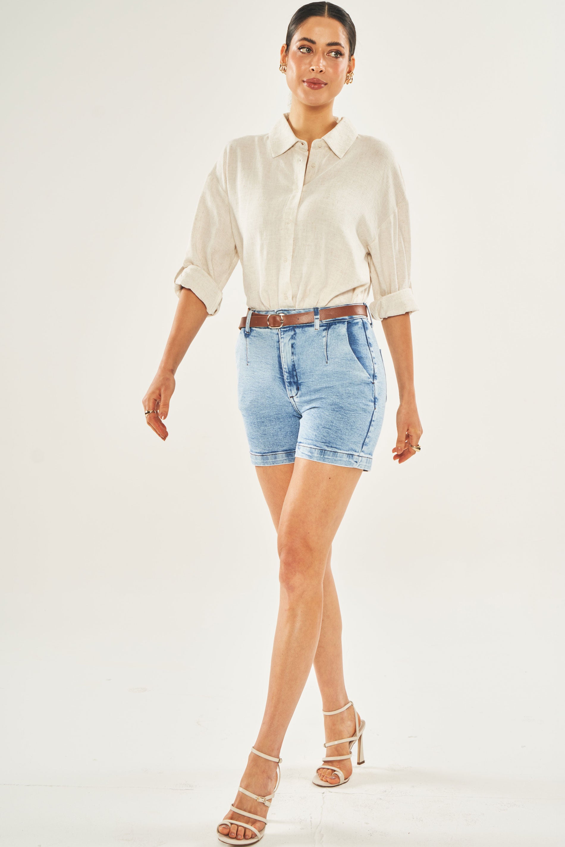 Bermuda em Jeans com Elastano