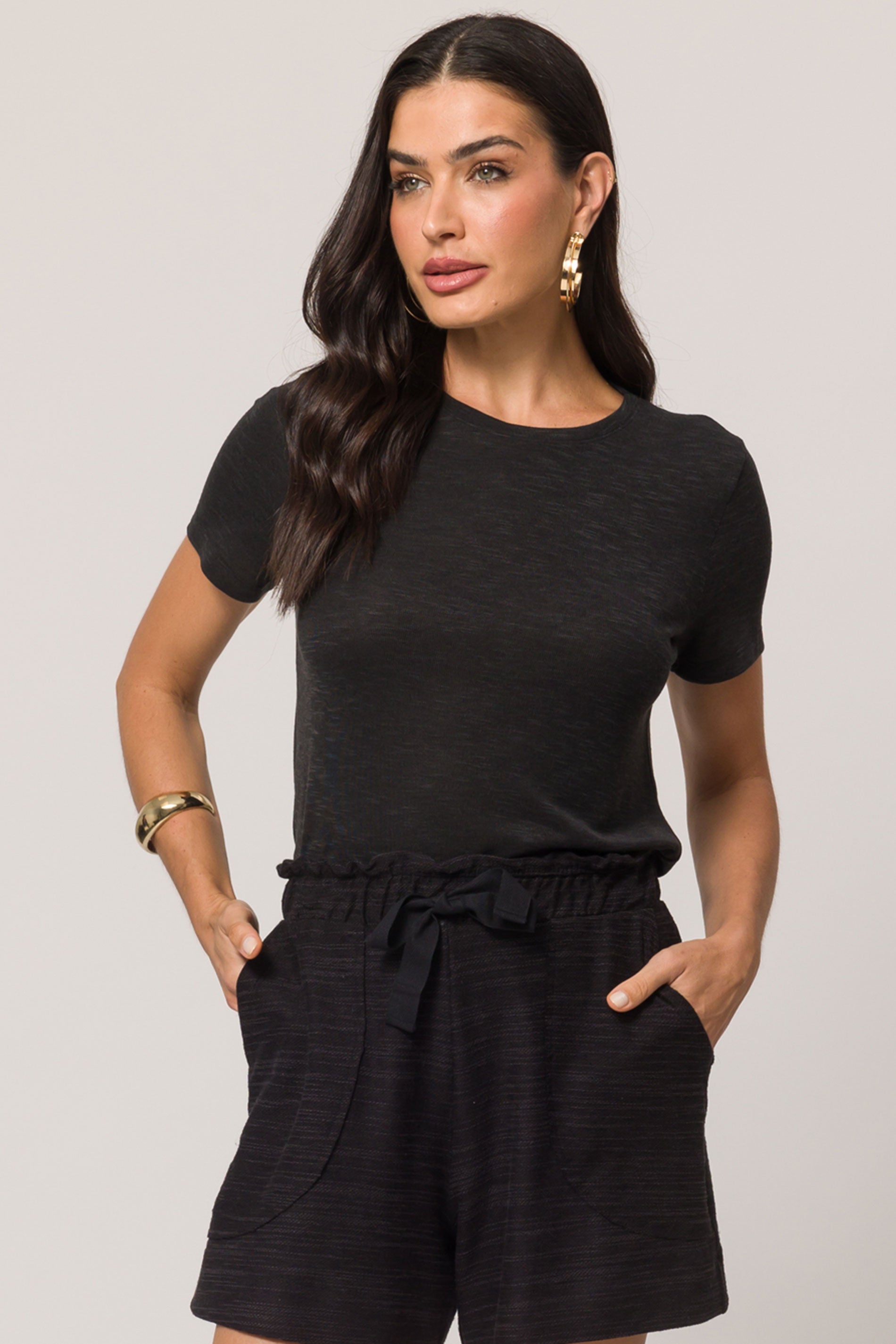 Shorts em Moletinho Viscolinho com Elastano