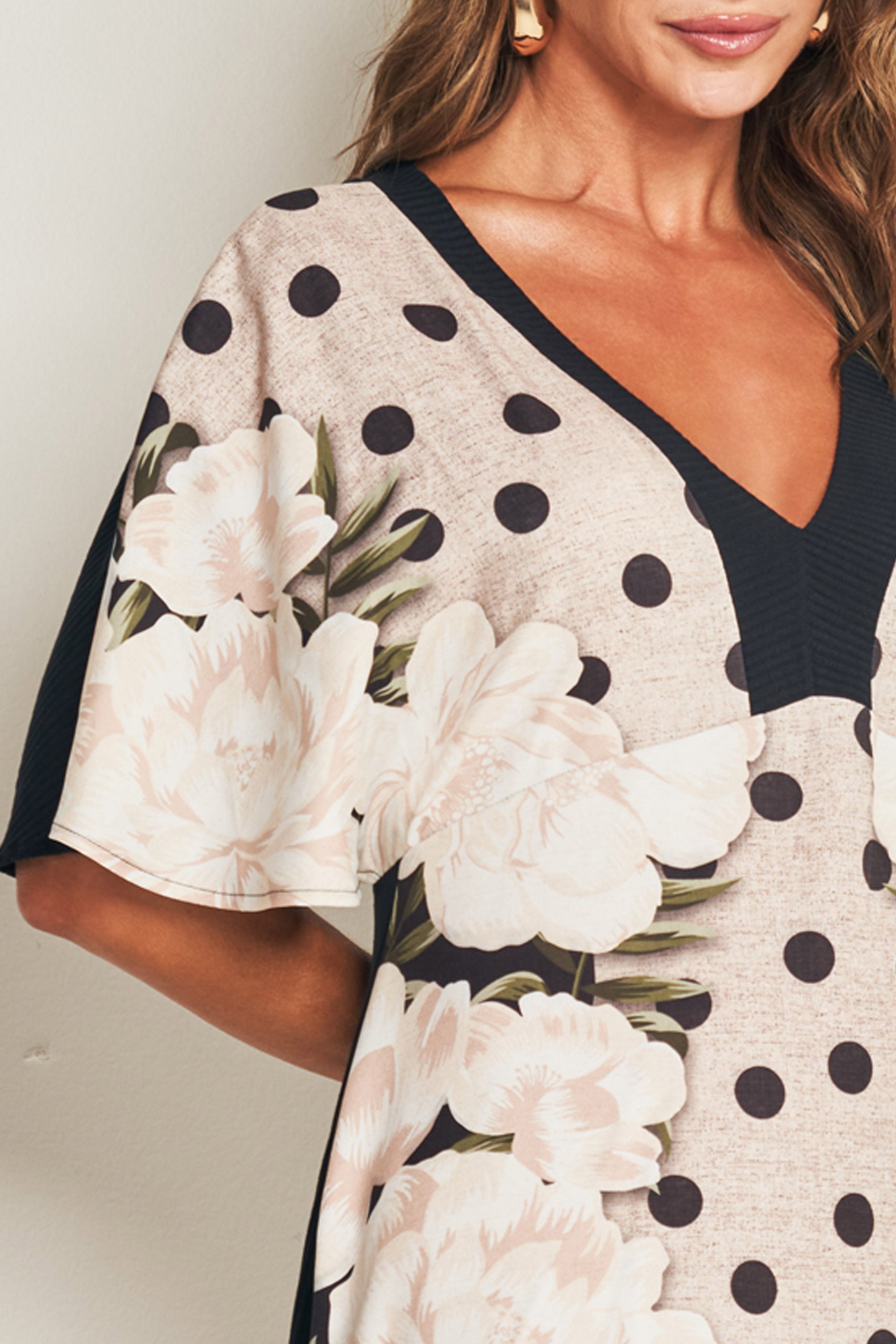 Vestido curto em sarja e ribana