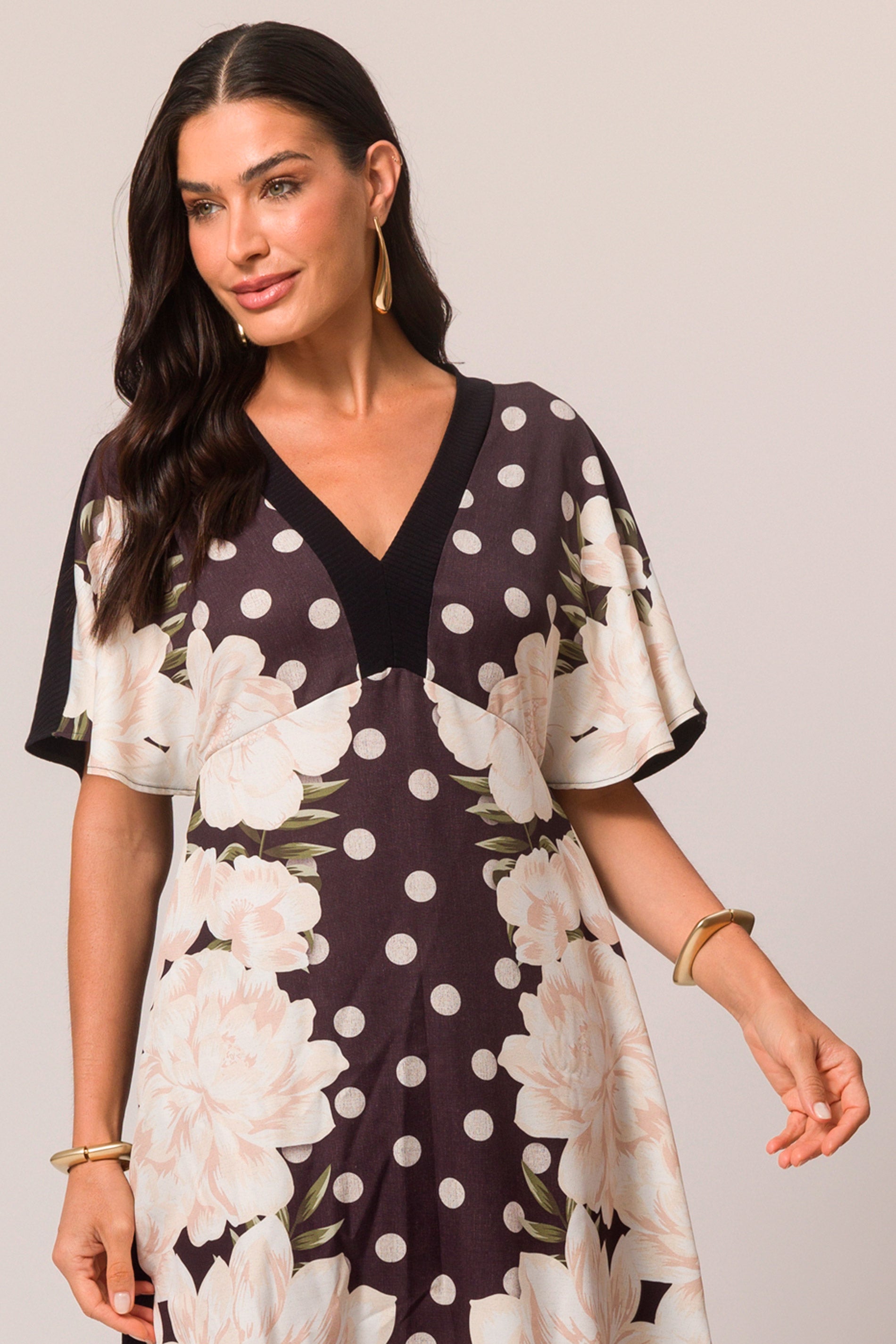 Vestido curto em sarja e ribana