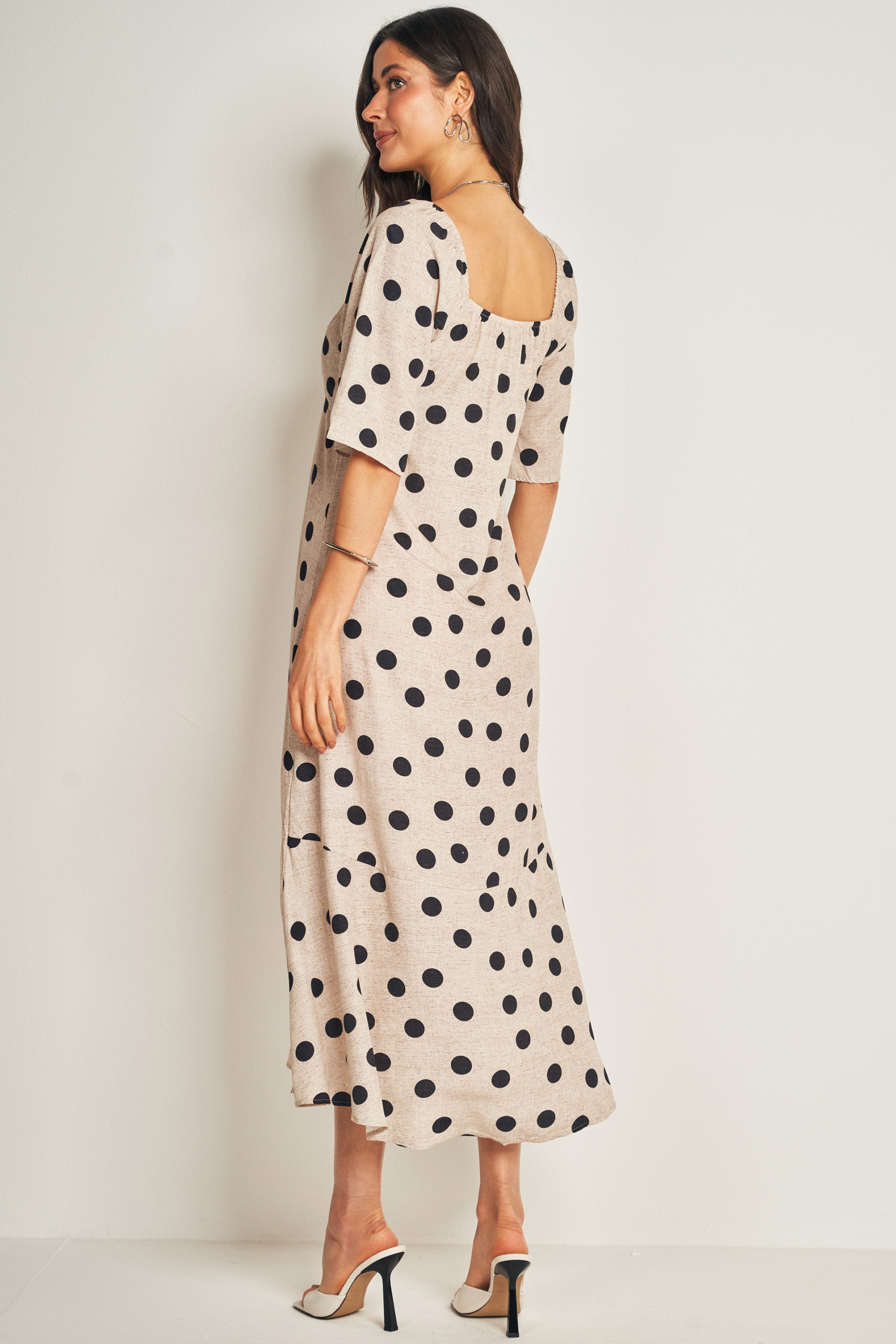 Vestido longo com manga 3/4 floral