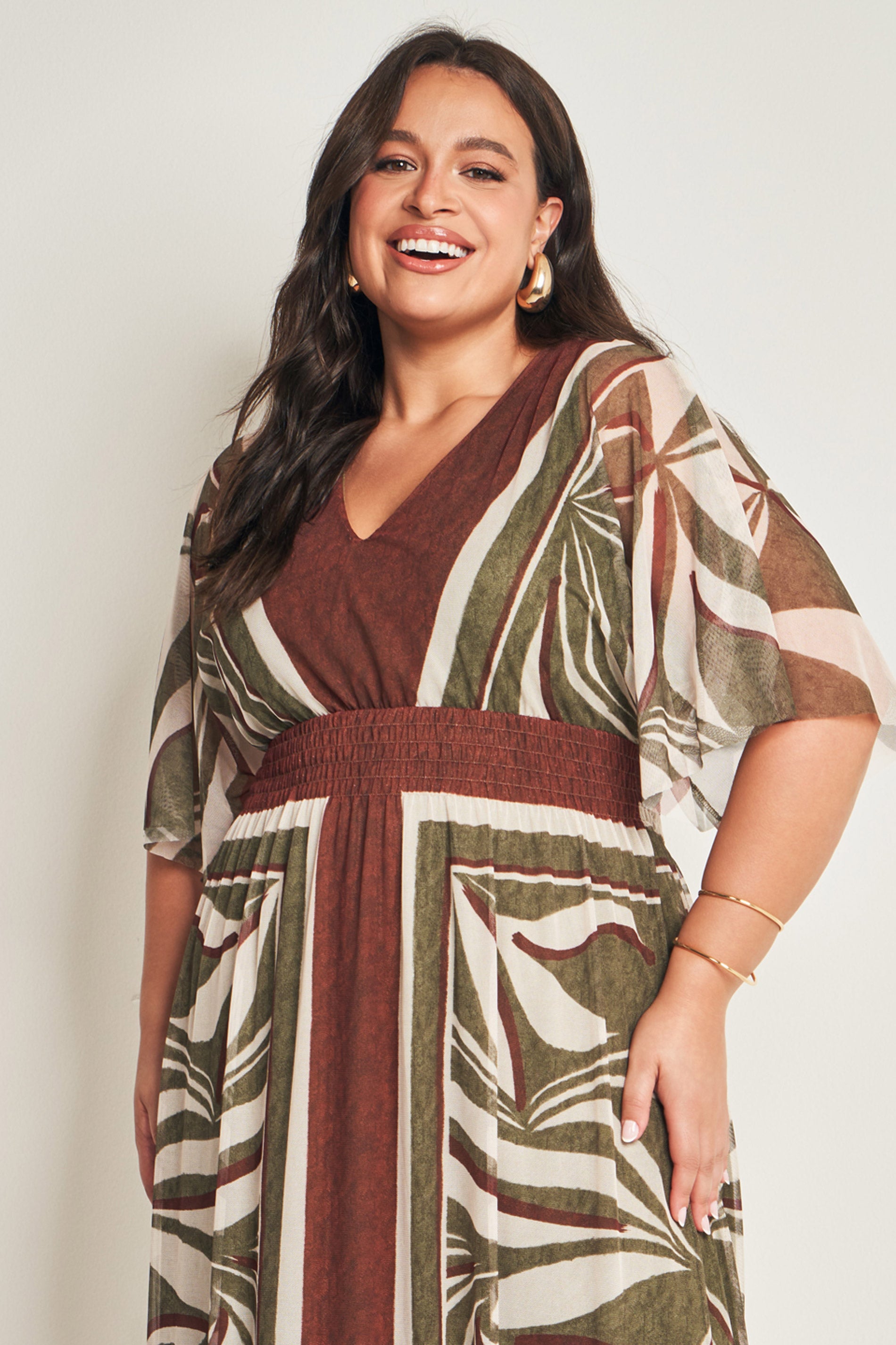 Vestido longo em tule geométrico