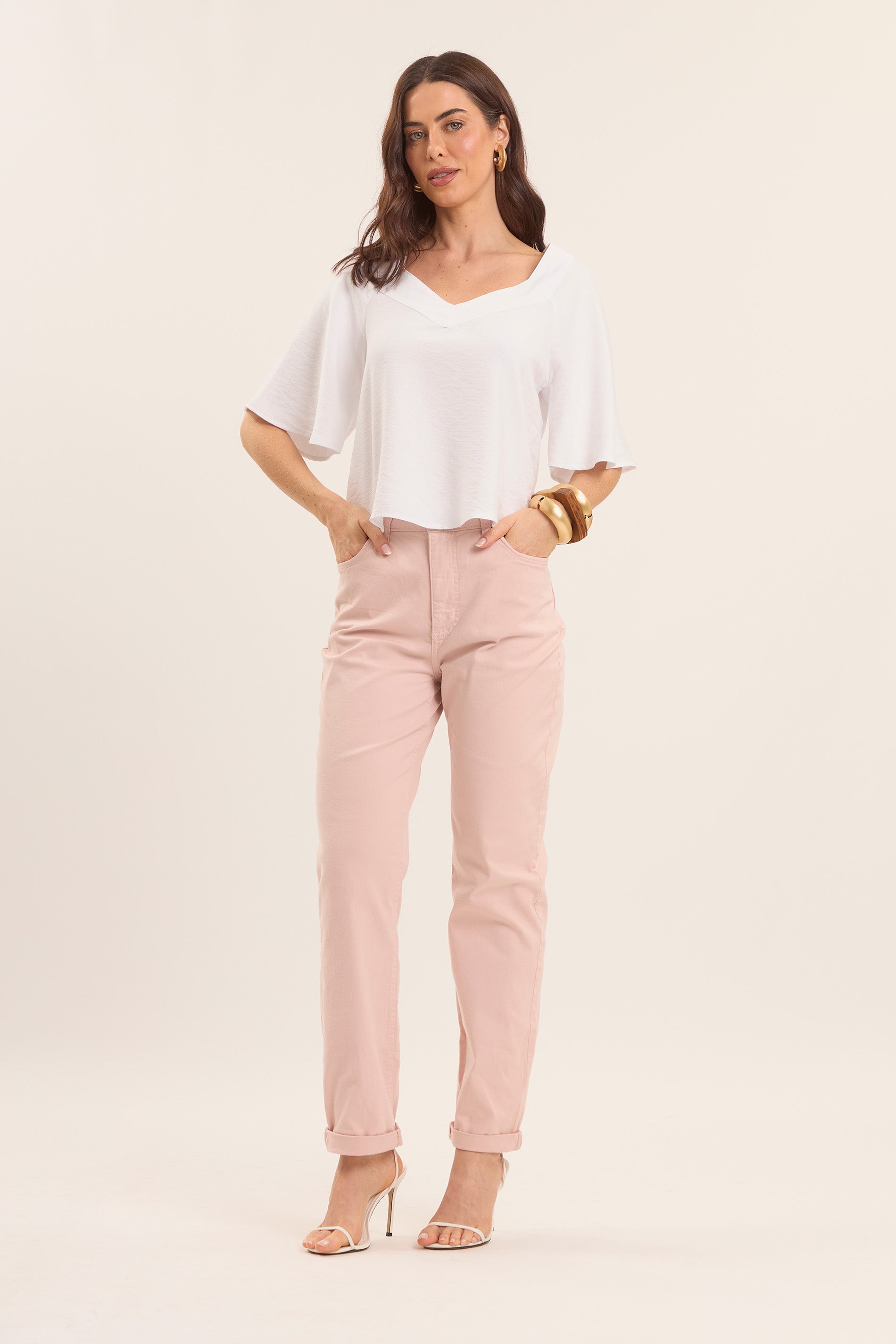 Calça Lavanda Mom Oliva em Sarja