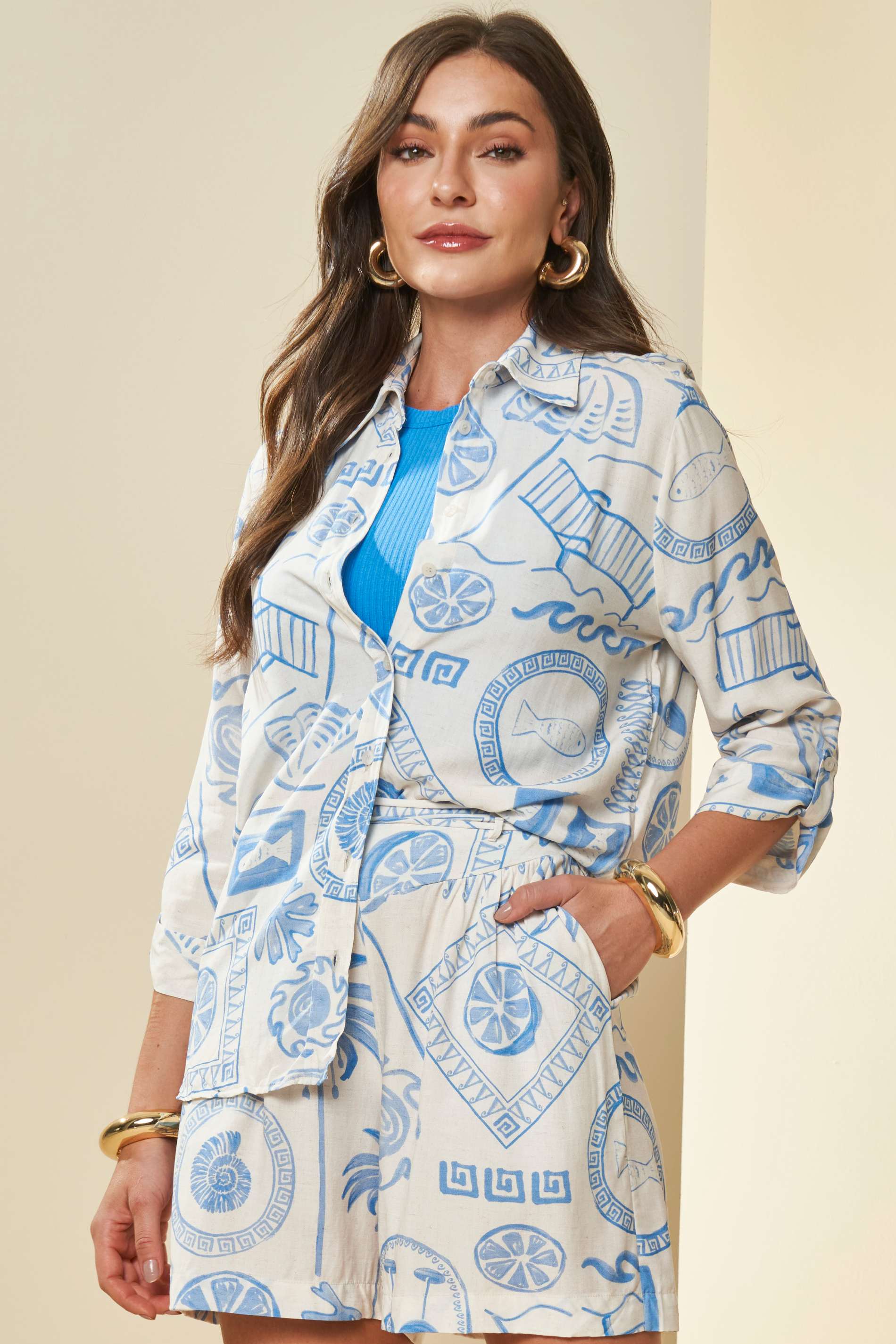 Camisa Manga Longa Veraneio Estampada