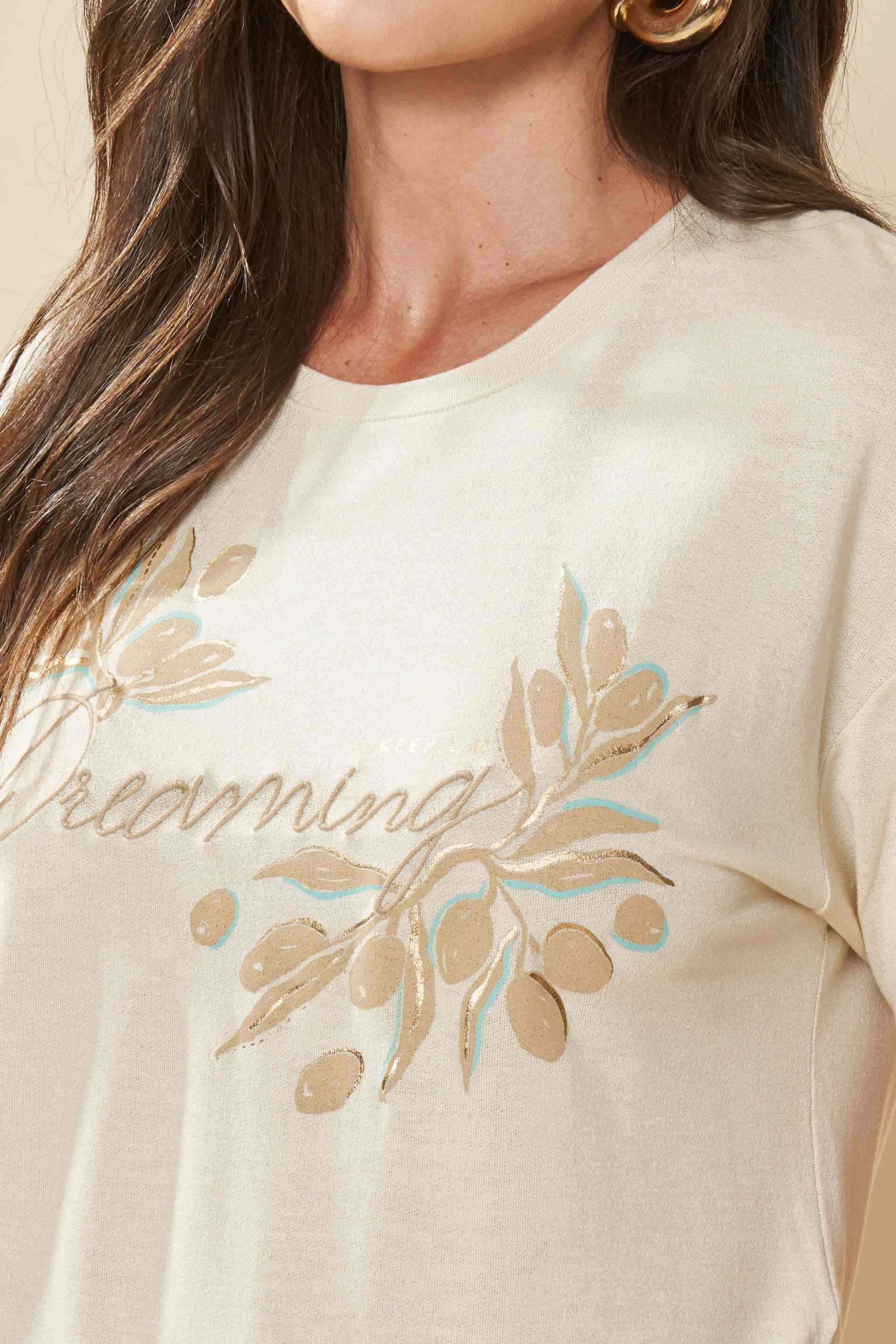 T-Shirt Oliva em Viscose com Elastano