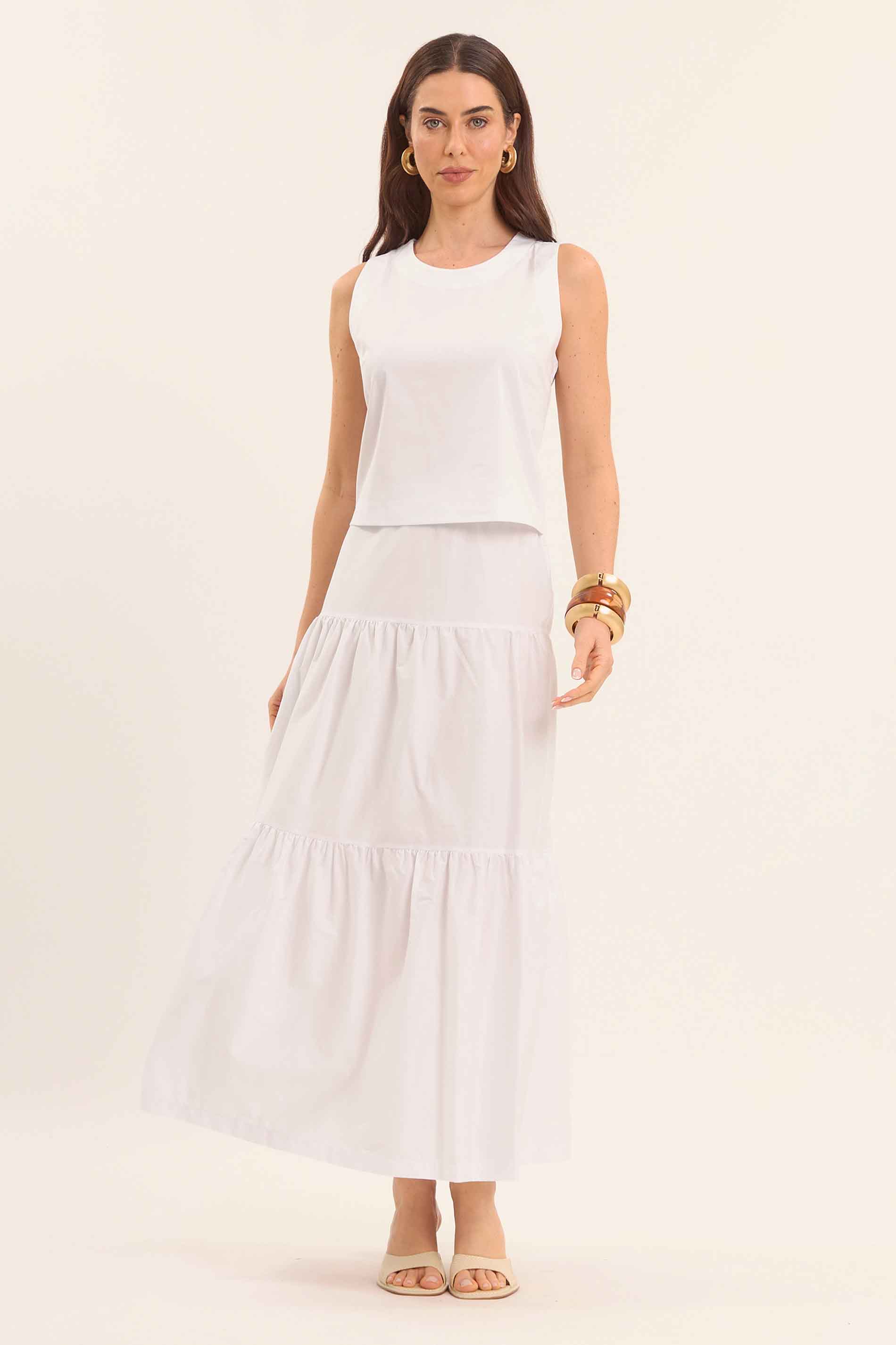 Saia Longa com Babados e Modelagem Ampla