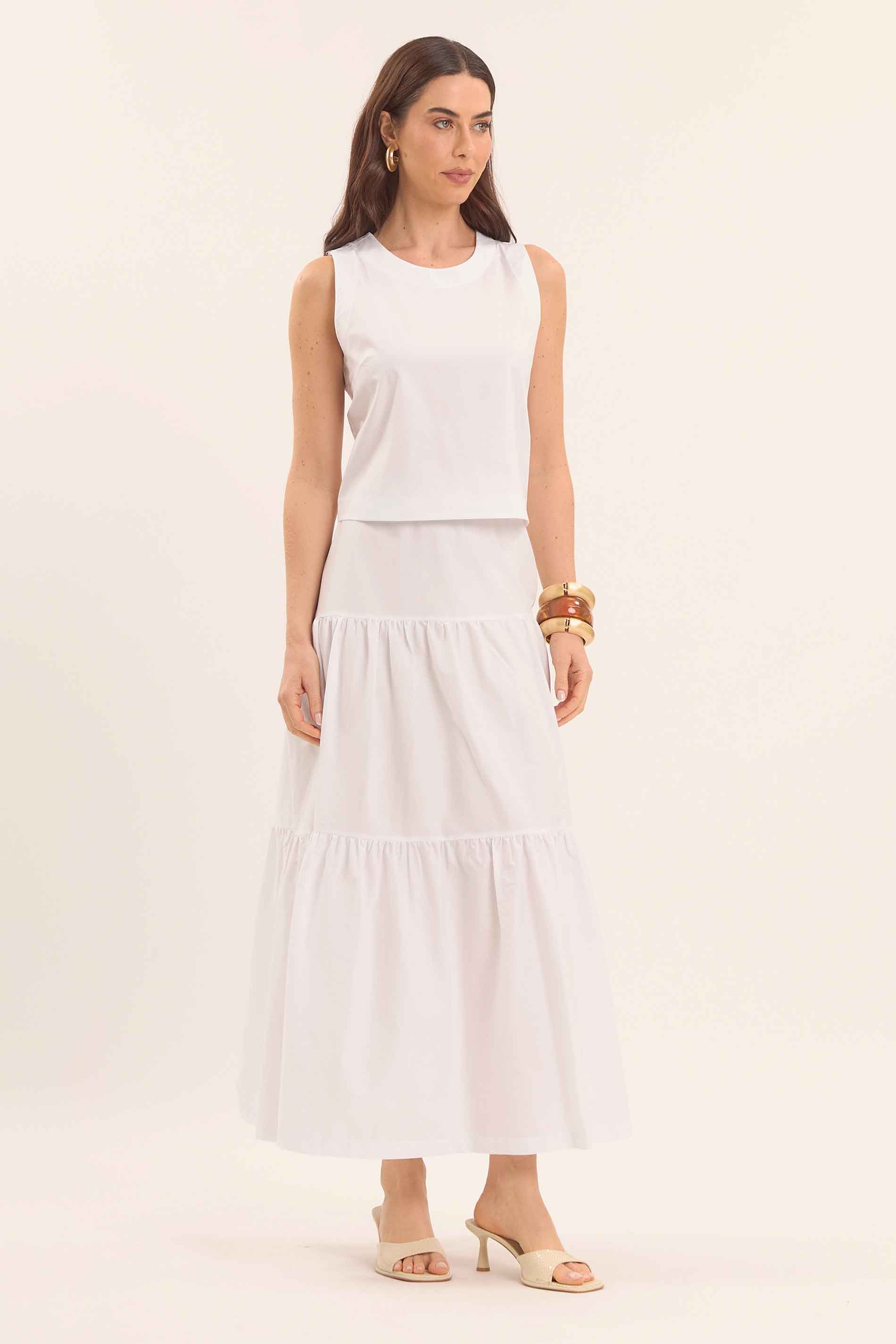 Saia Longa com Babados e Modelagem Ampla