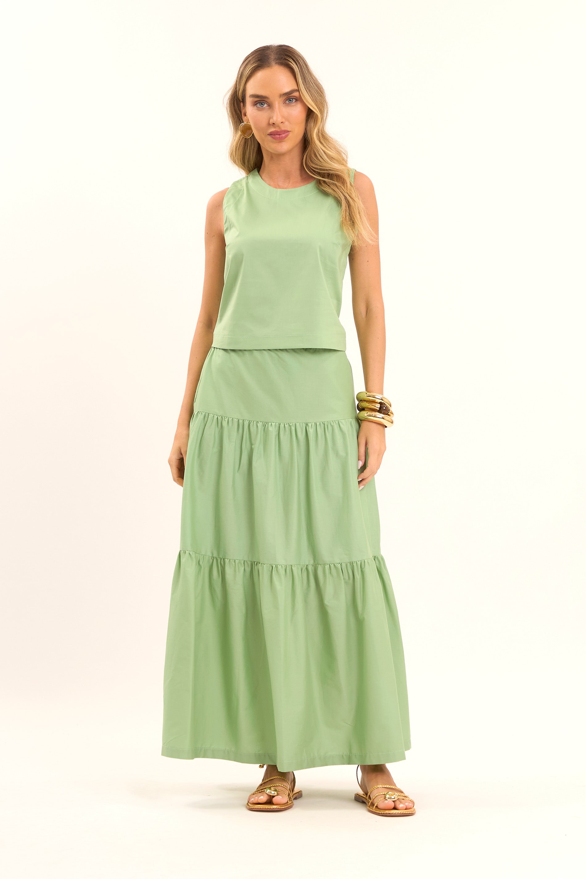 Saia Longa com Babados e Modelagem Ampla