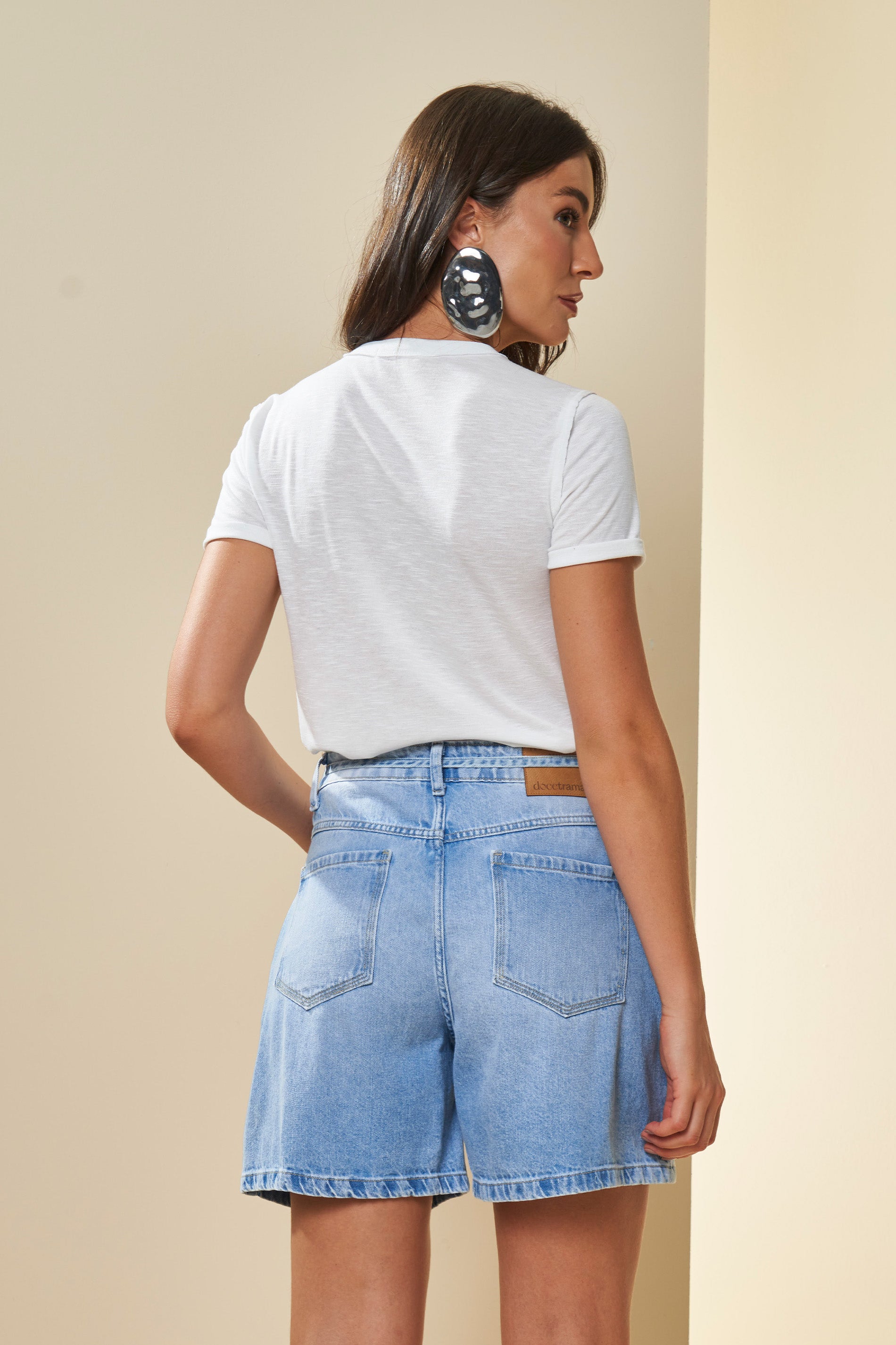 T-Shirt de Manga Curta Boho com Bordado Frontal