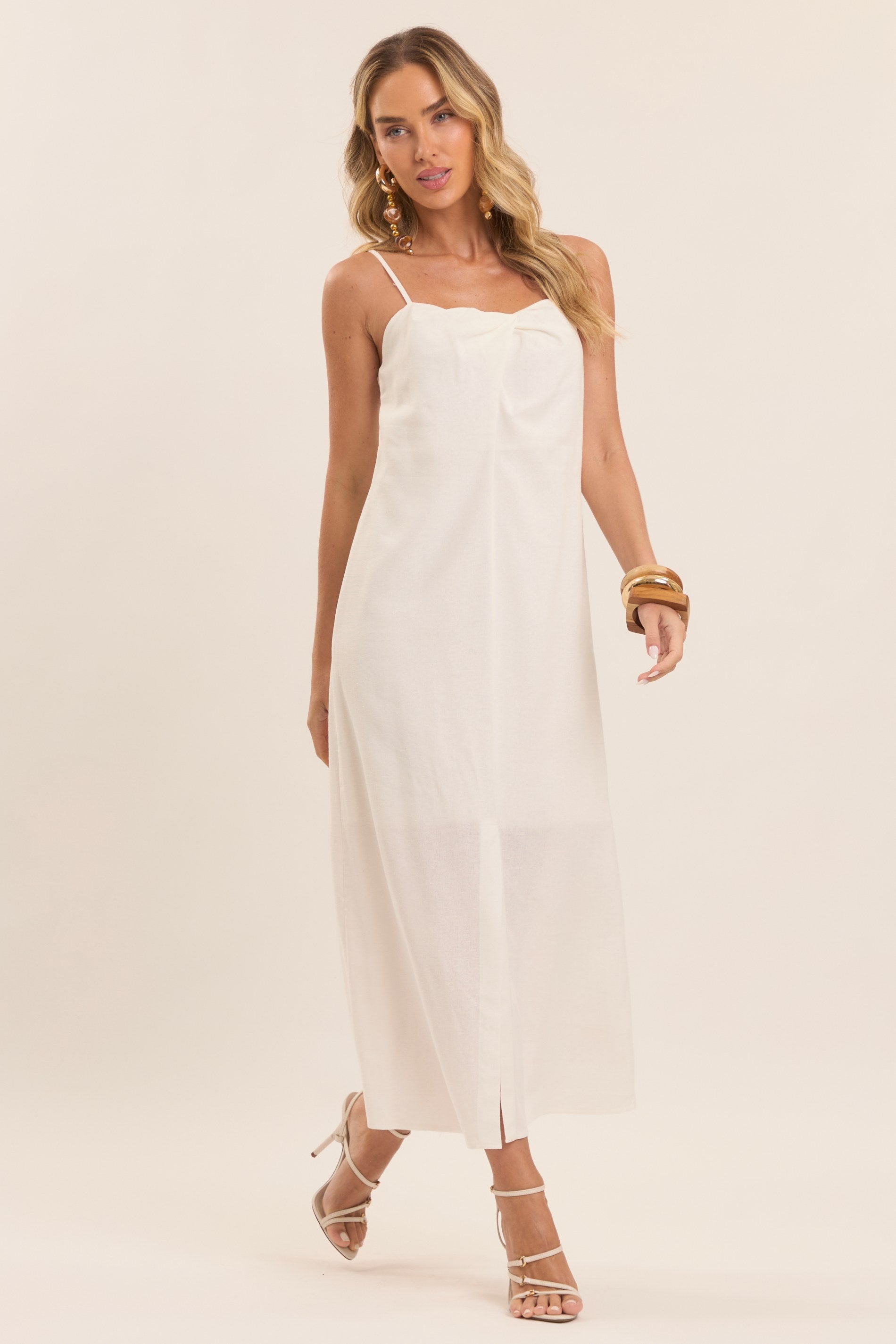 Vestido Longo Brisamar com Fenda Frontal