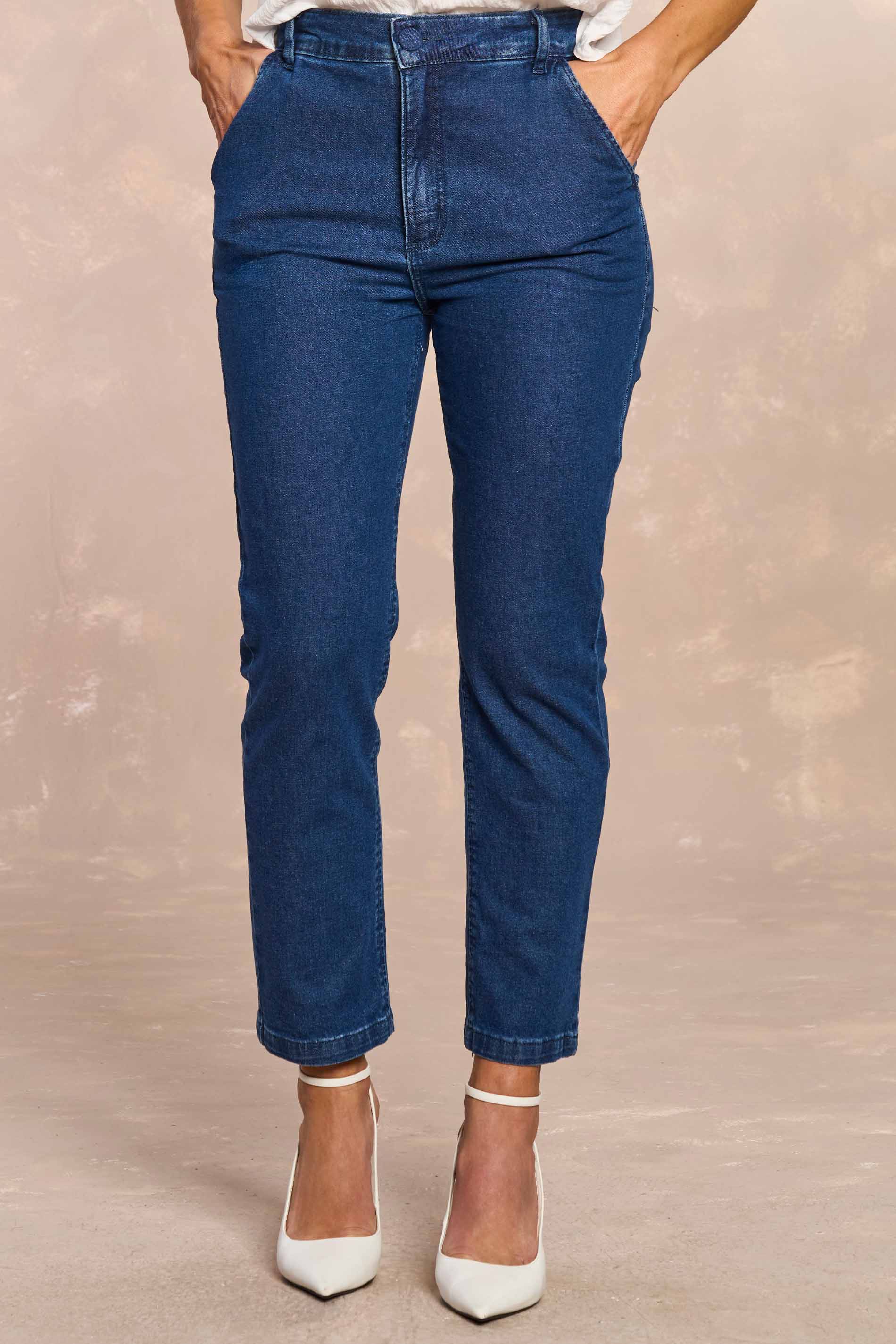 Calça Reta Slim Cozy Winter em Denim