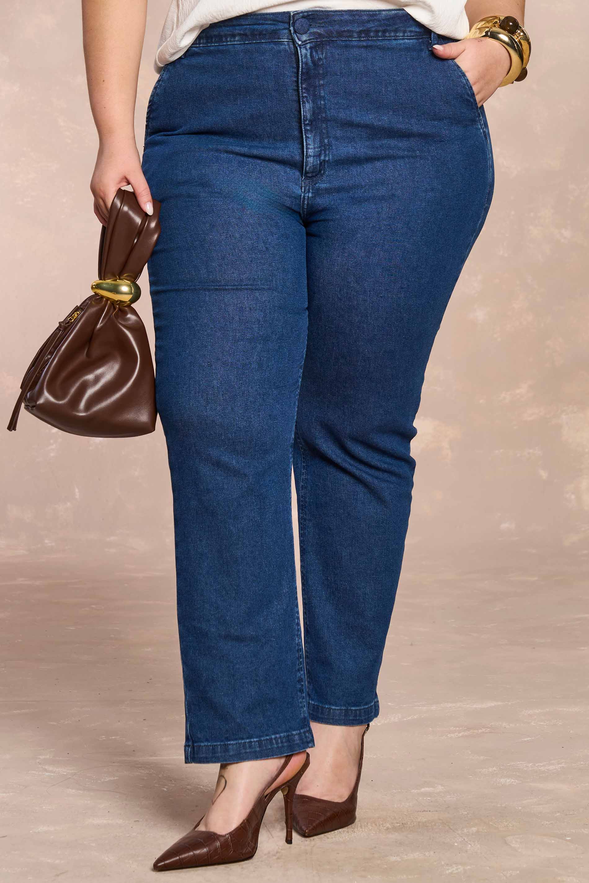 Calça Reta Slim Cozy Winter em Denim