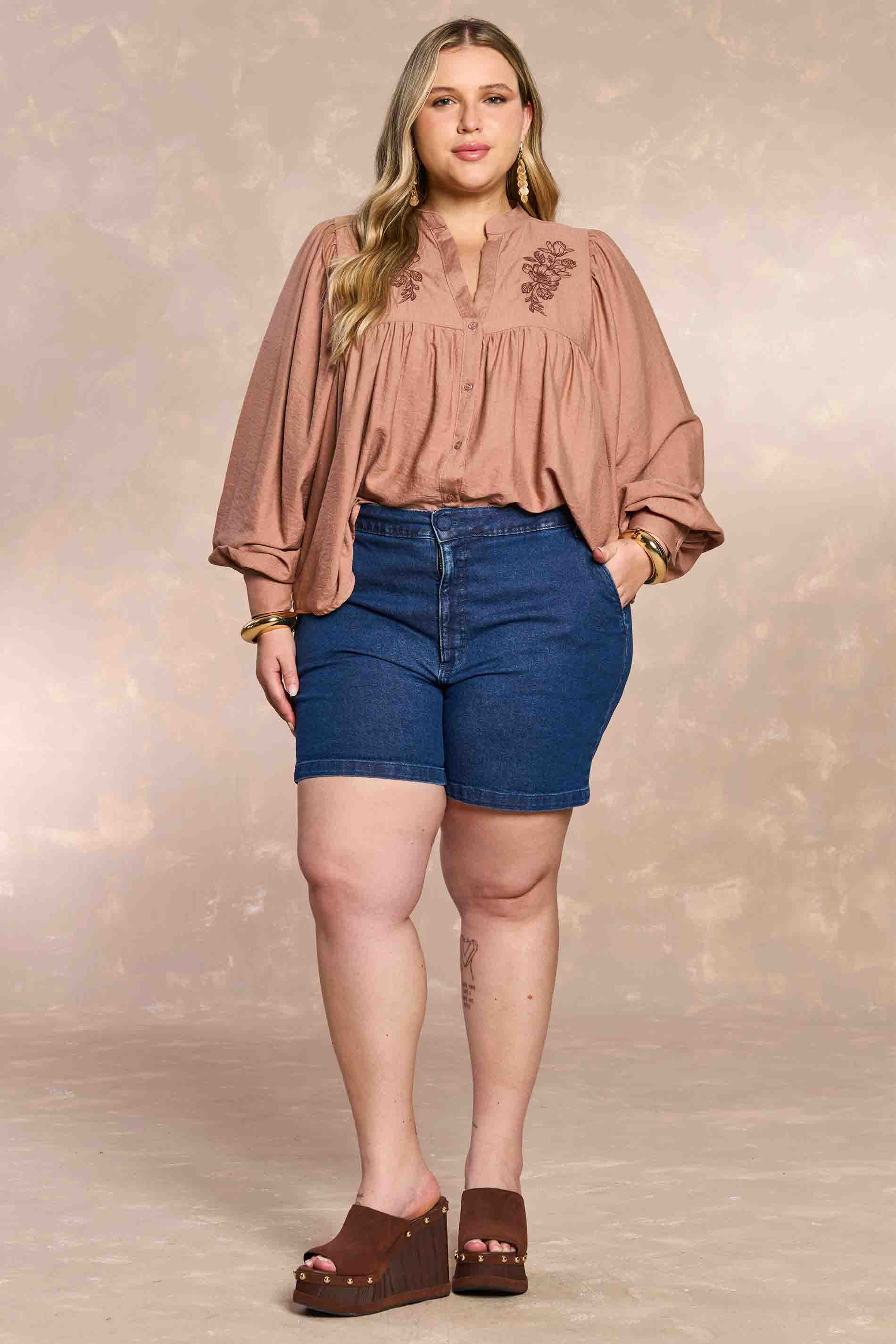 Shorts Soft Garden em Denim