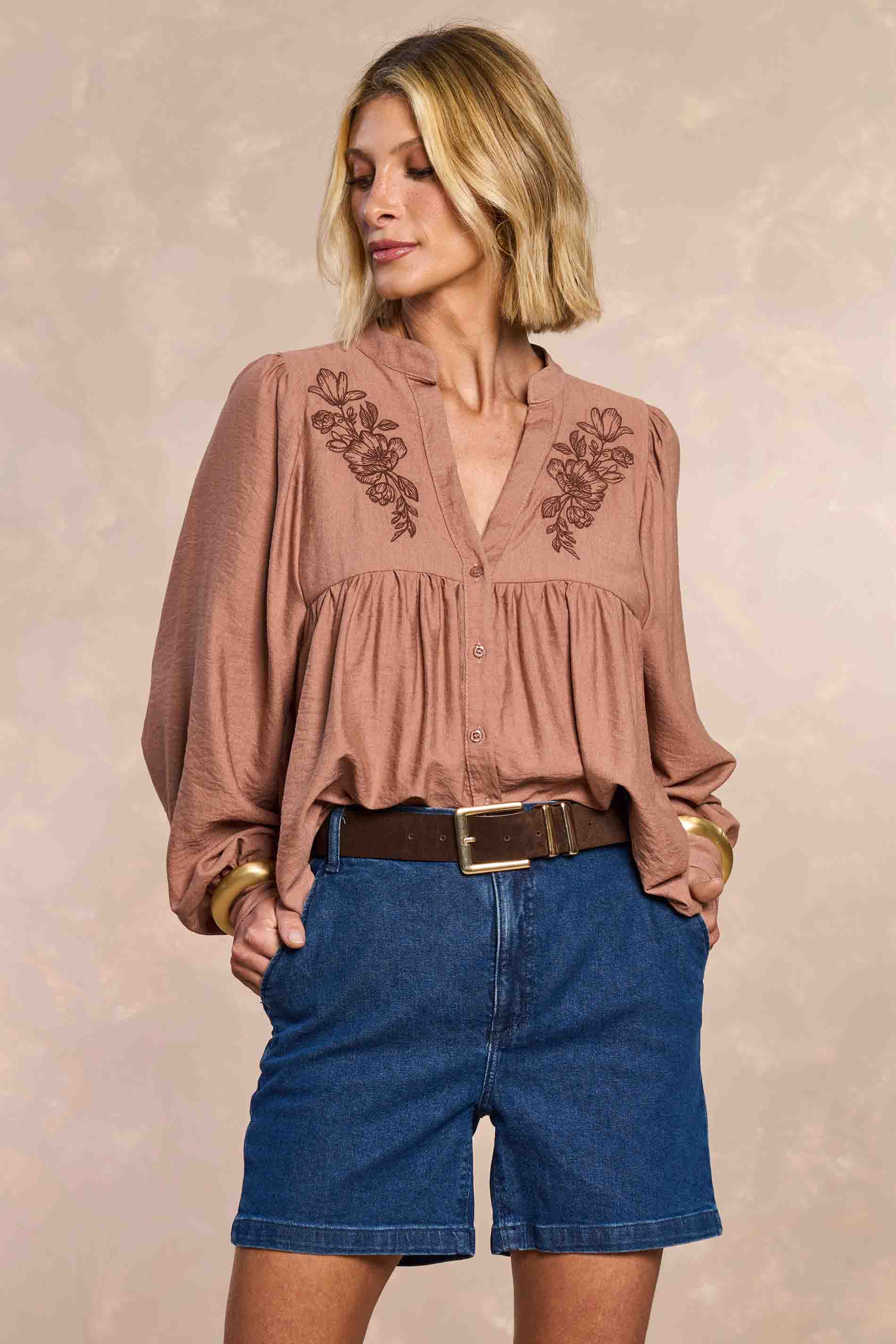 Shorts Soft Garden em Denim