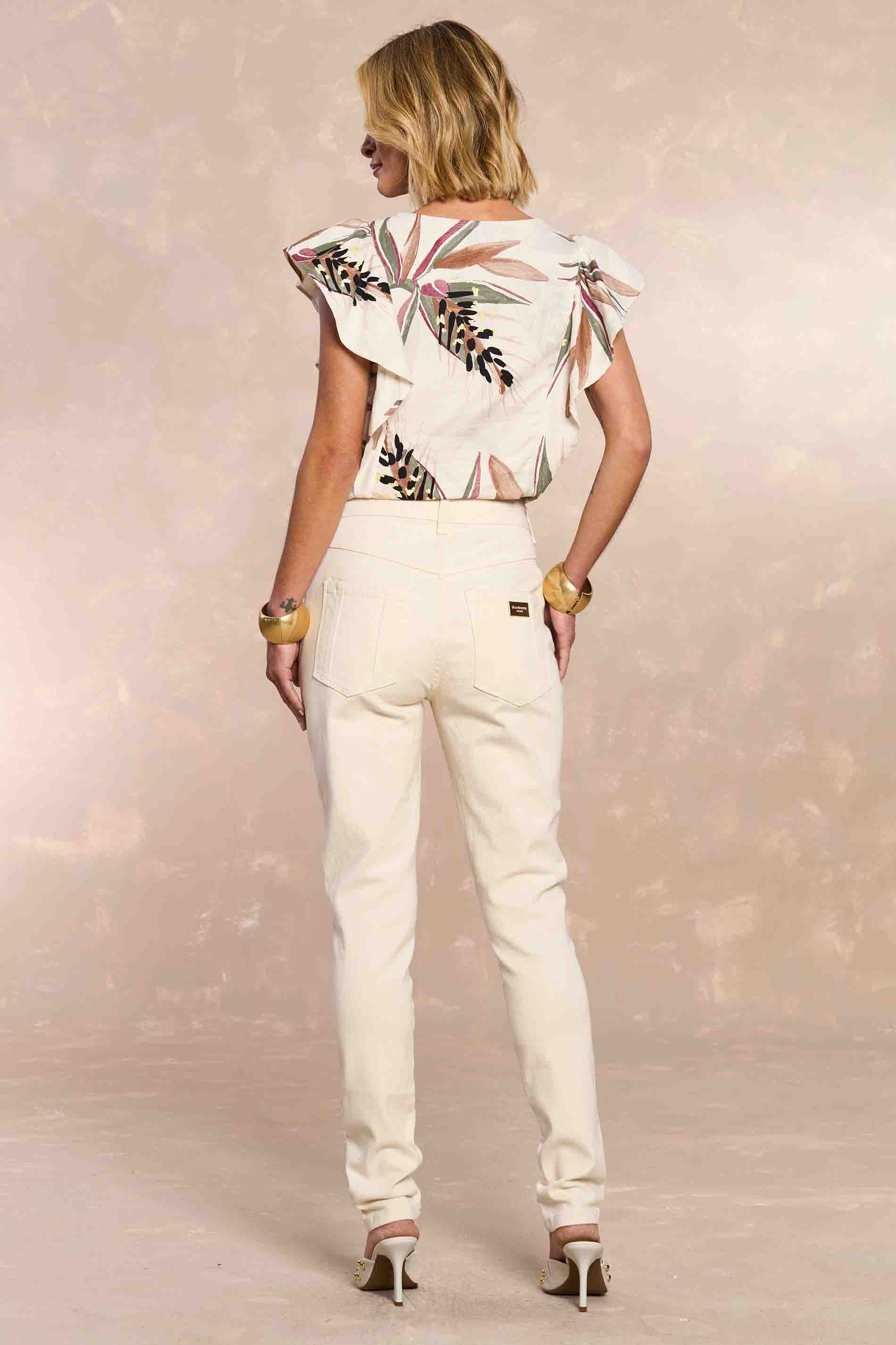 Calça Skinny Flora Tropical Garden em Sarja