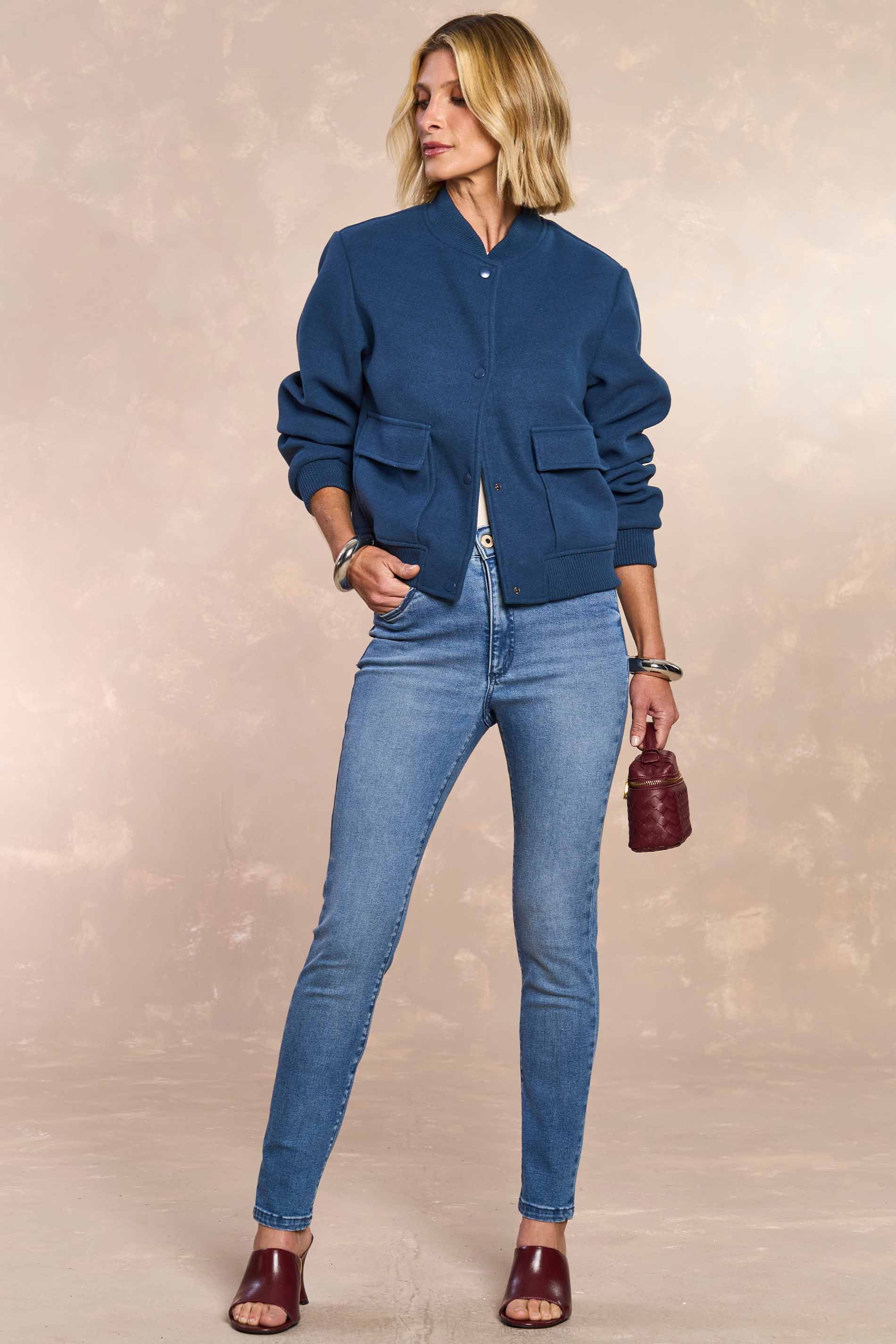 Calça Skinny Flora Jardim Decor em Denim