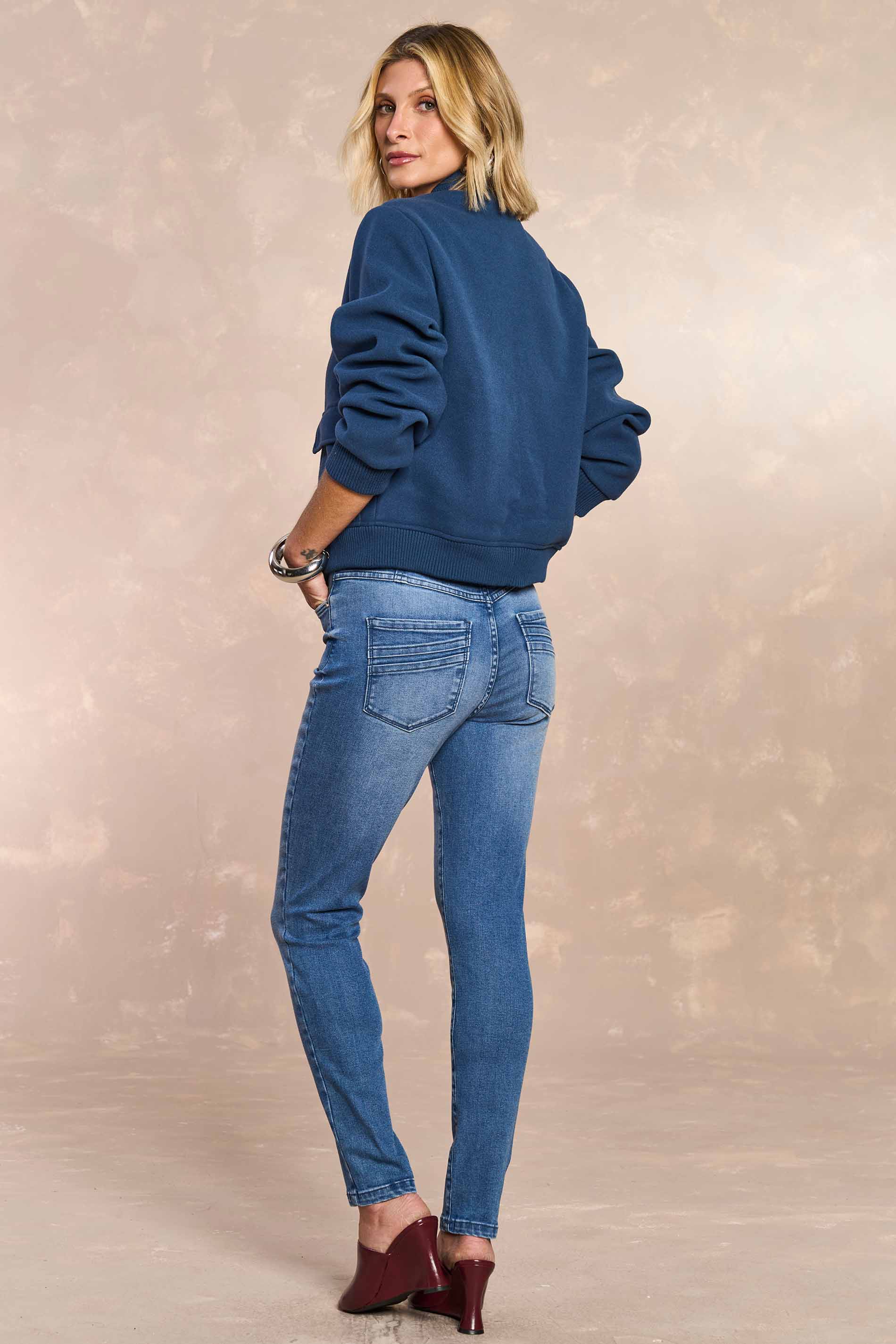 Calça Skinny Flora Jardim Decor em Denim
