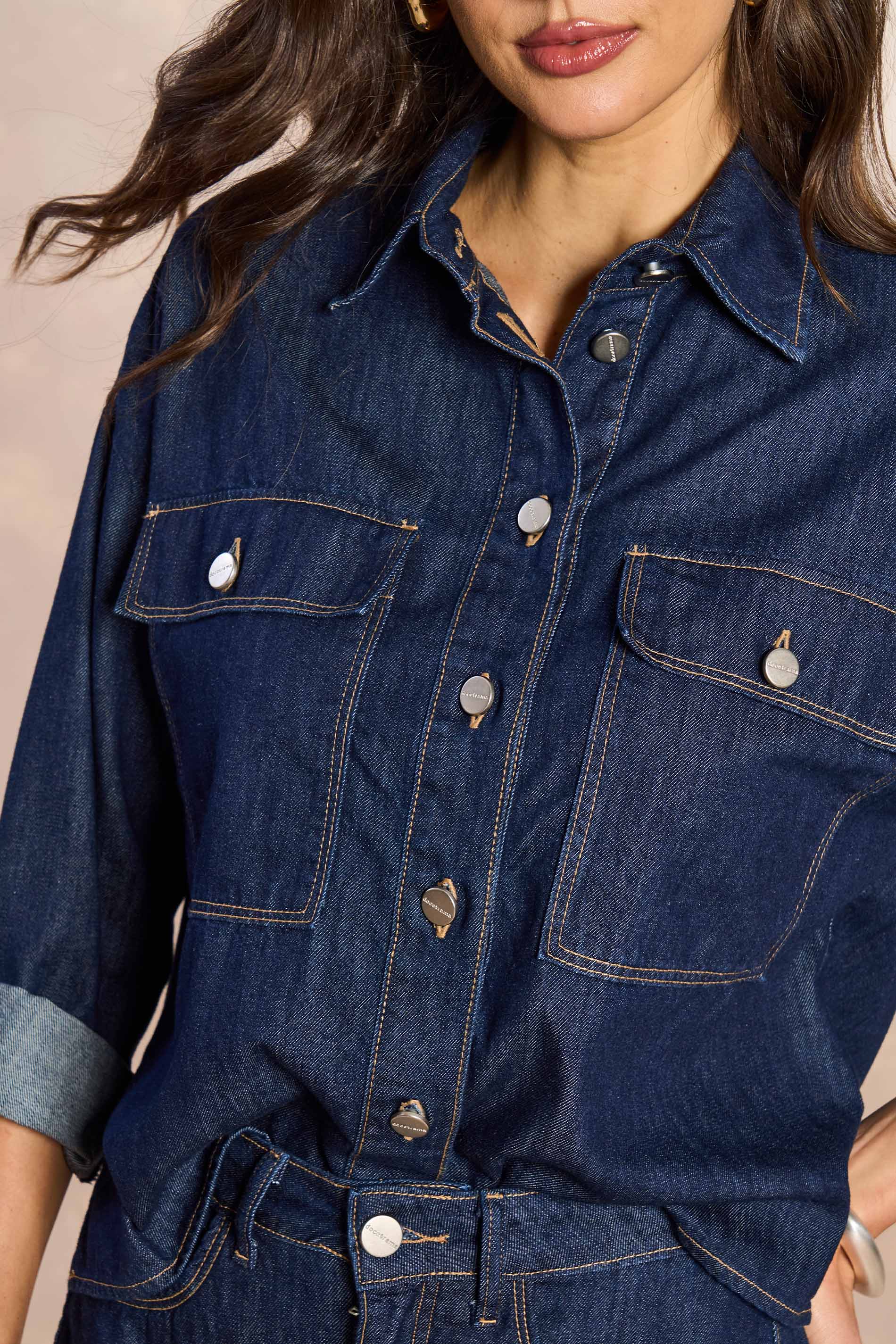 Camisa Retrô Glam em Denim