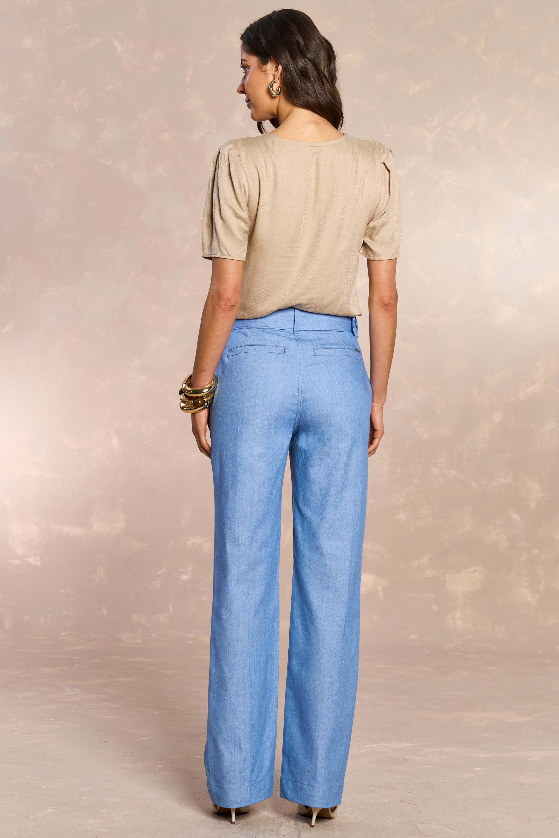 Calça Reta Jardim Boho em Denim