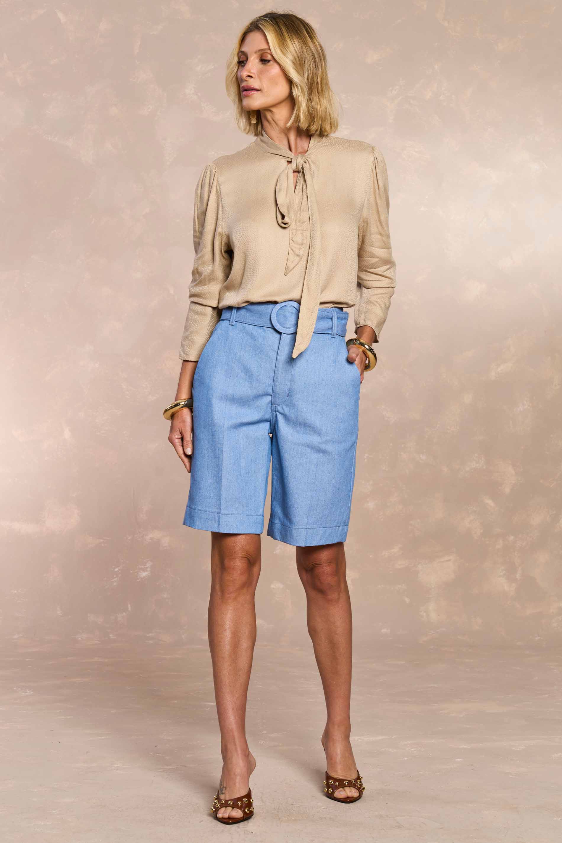 Bermuda Jardim Boho em Denim