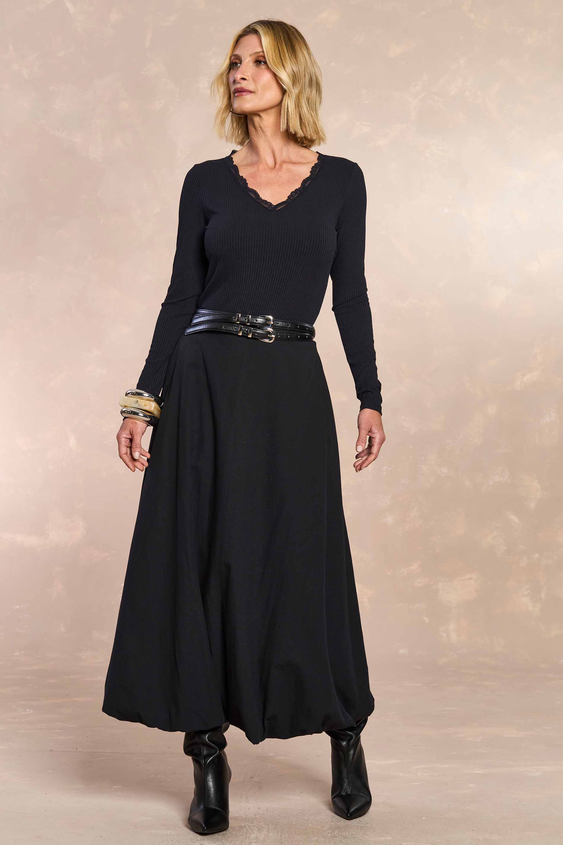 Blusa de Manga Longa Retrô Glam em Ribana