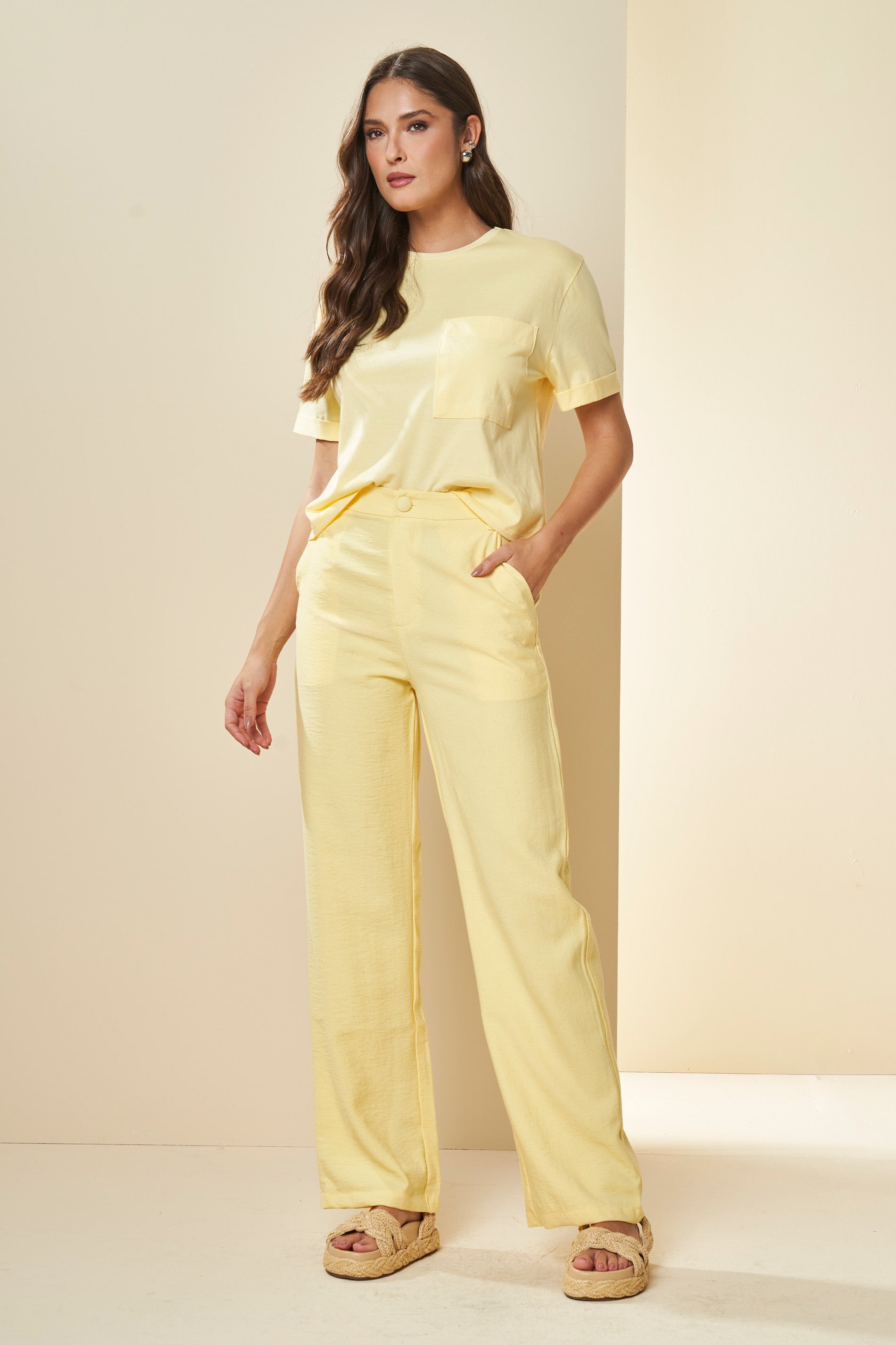 Calça Cintura Alta Solar em Alfaiataria