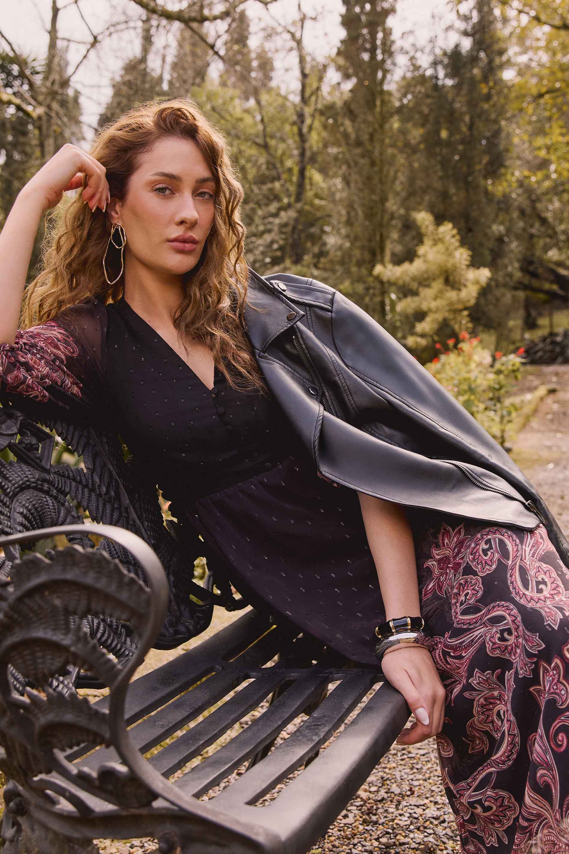 Vestido Midi Jardim Boho em Chiffon