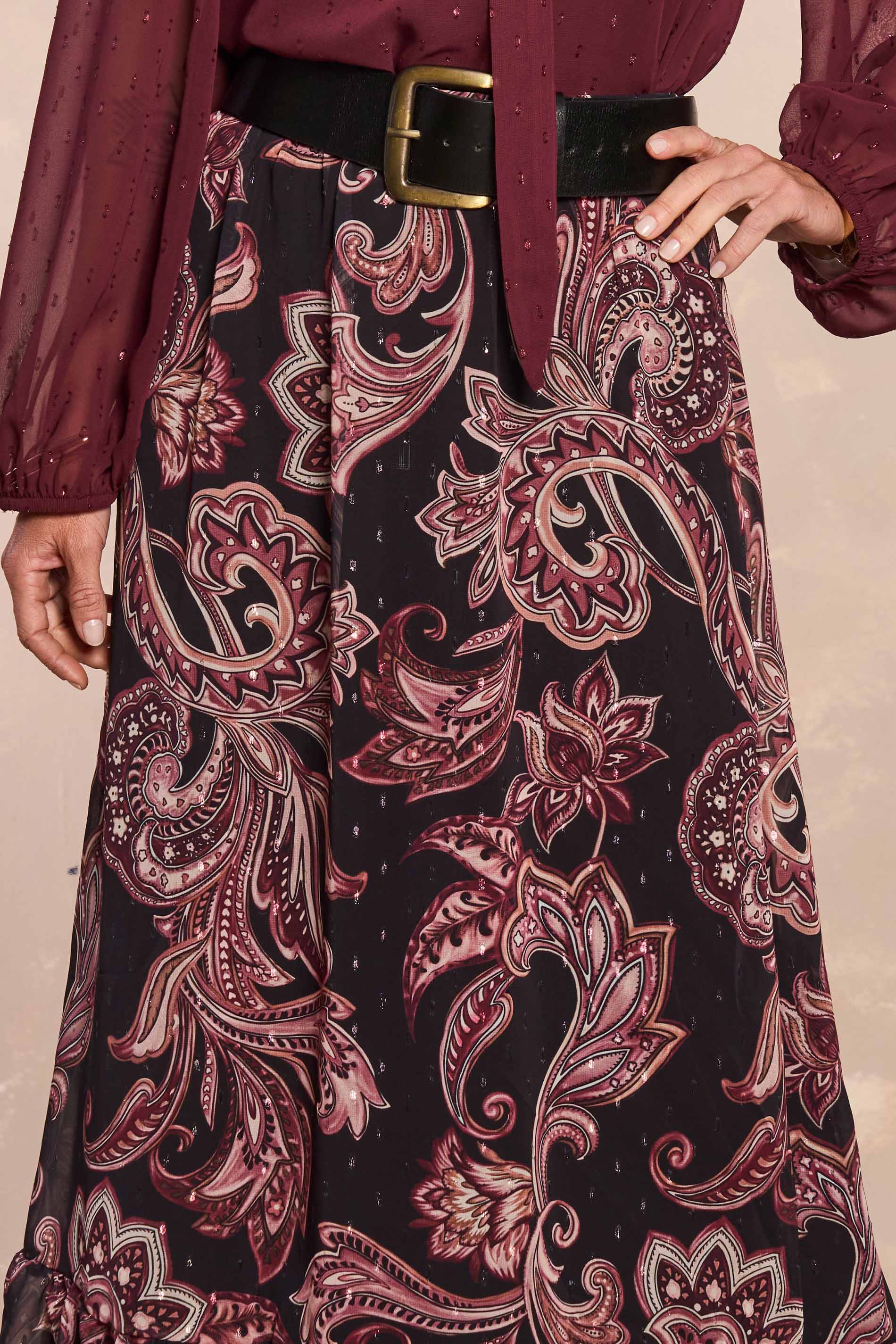 Saia Longa Jardim Boho em Chiffon