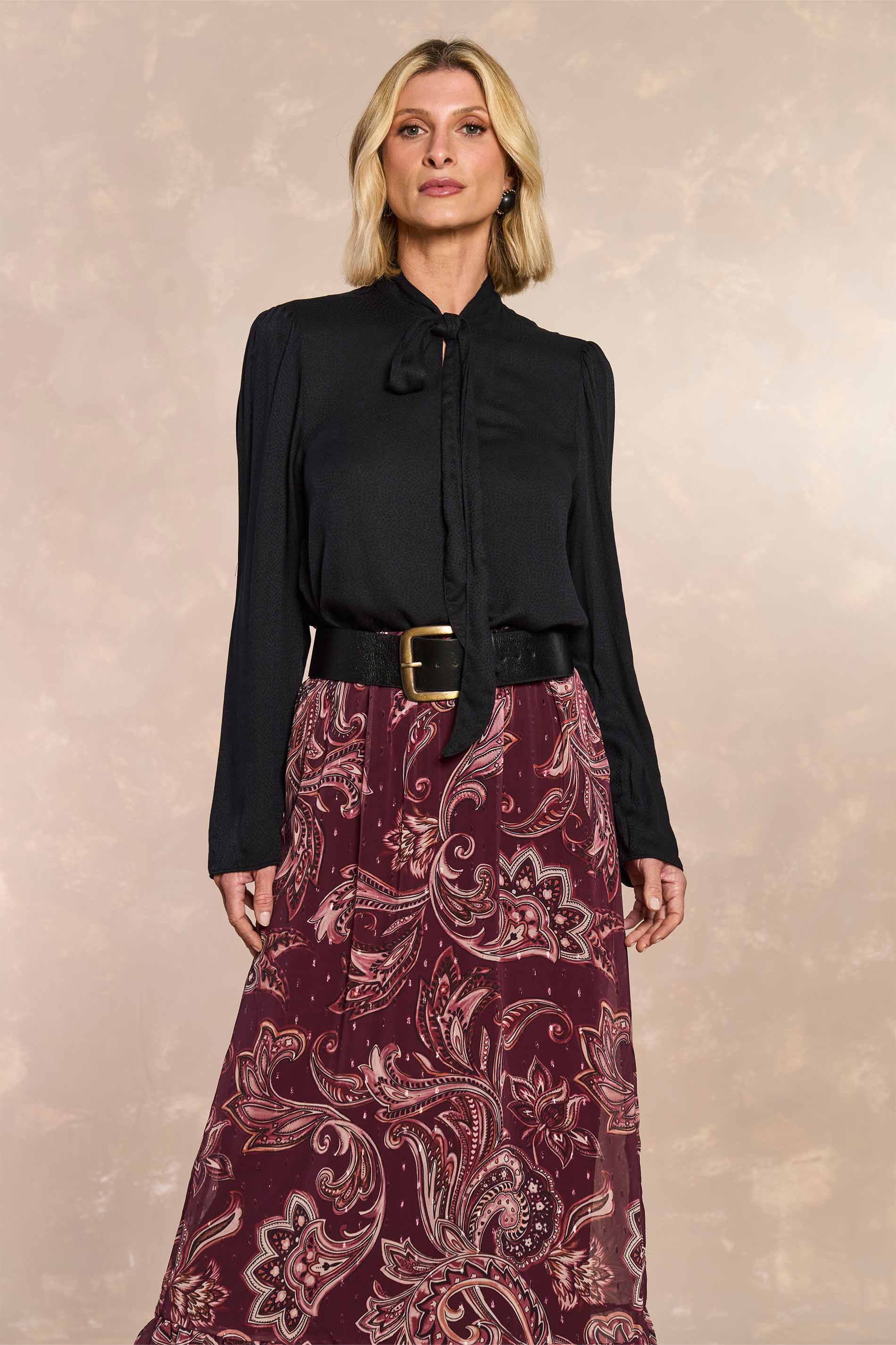 Saia Longa Jardim Boho em Chiffon