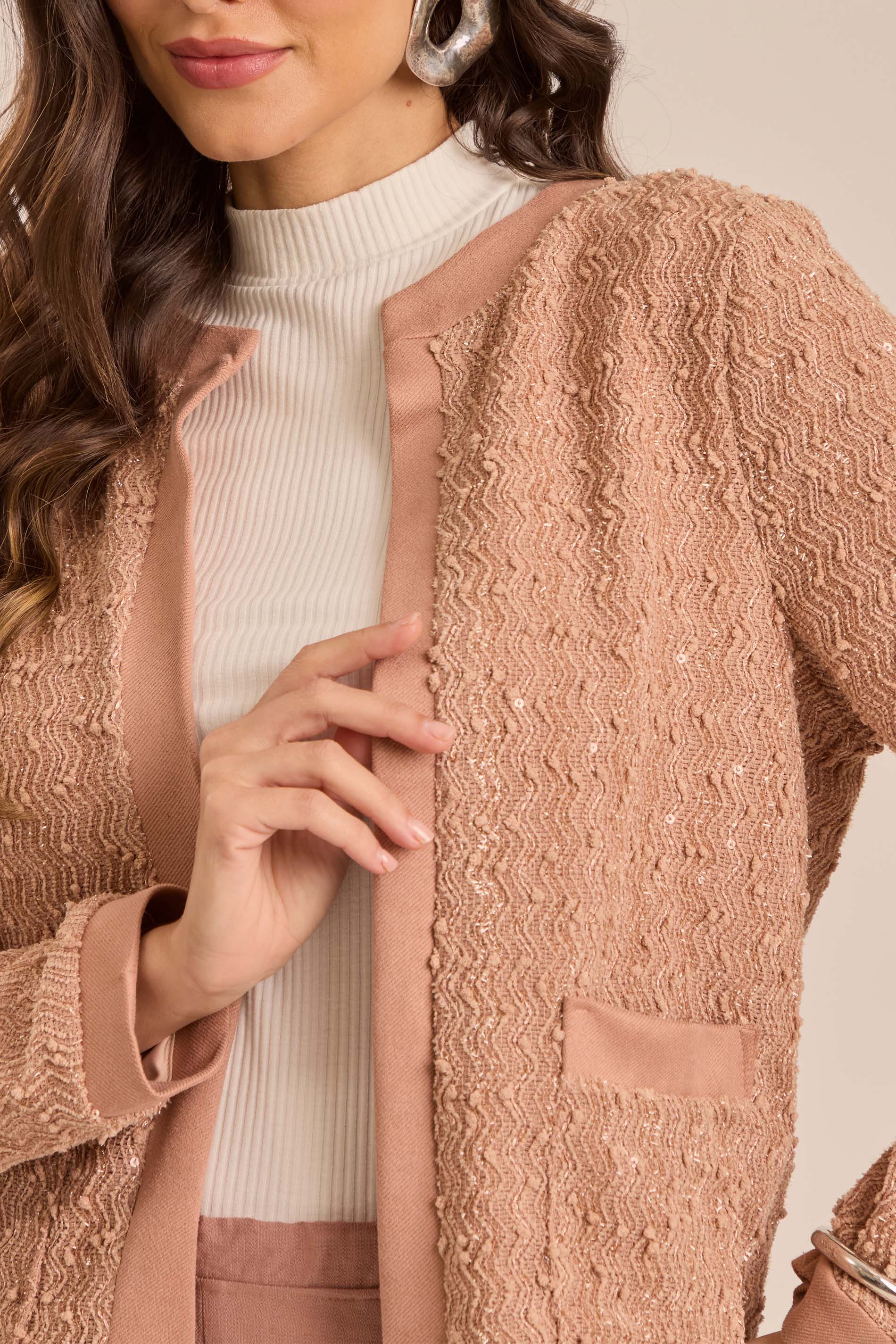 Casaco Retrô Glam em Tricot