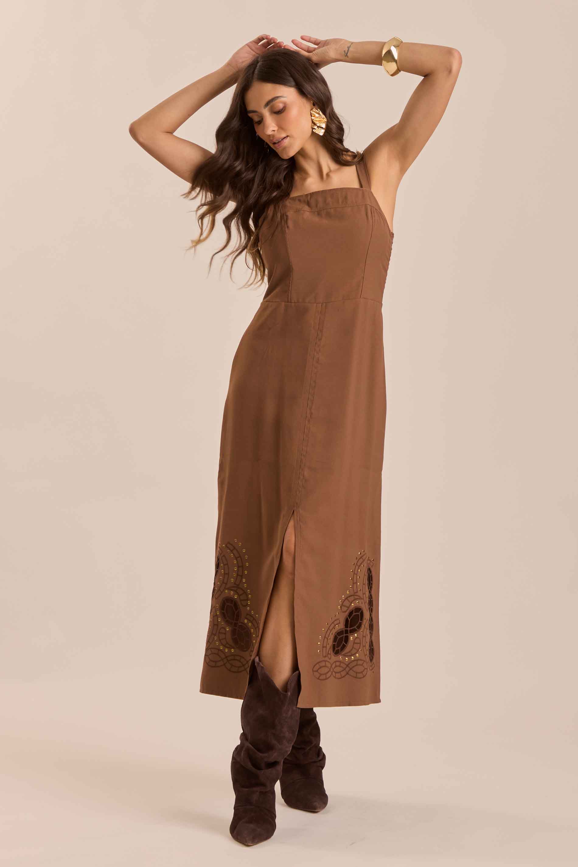 Vestido Midi Jardim Decor em Alfaiataria