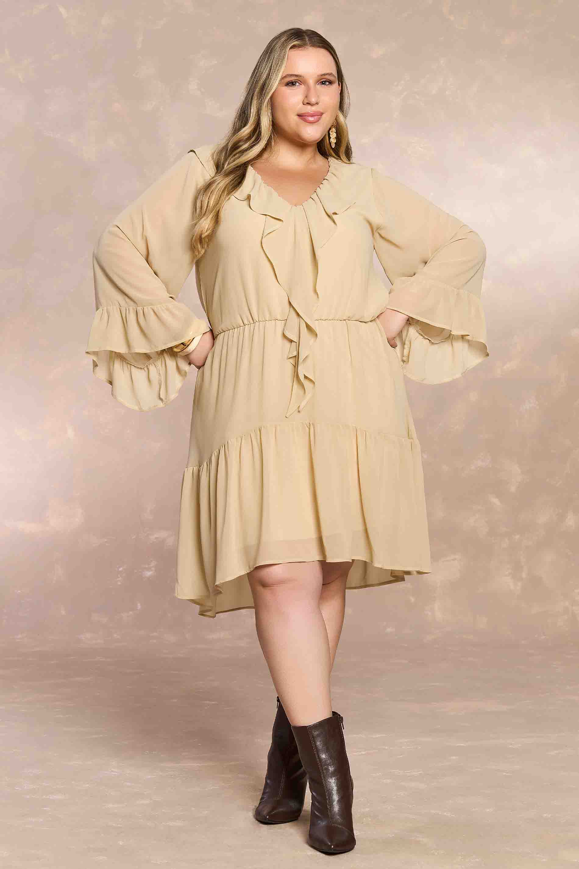 Vestido Curto Soft Garden em Chiffon