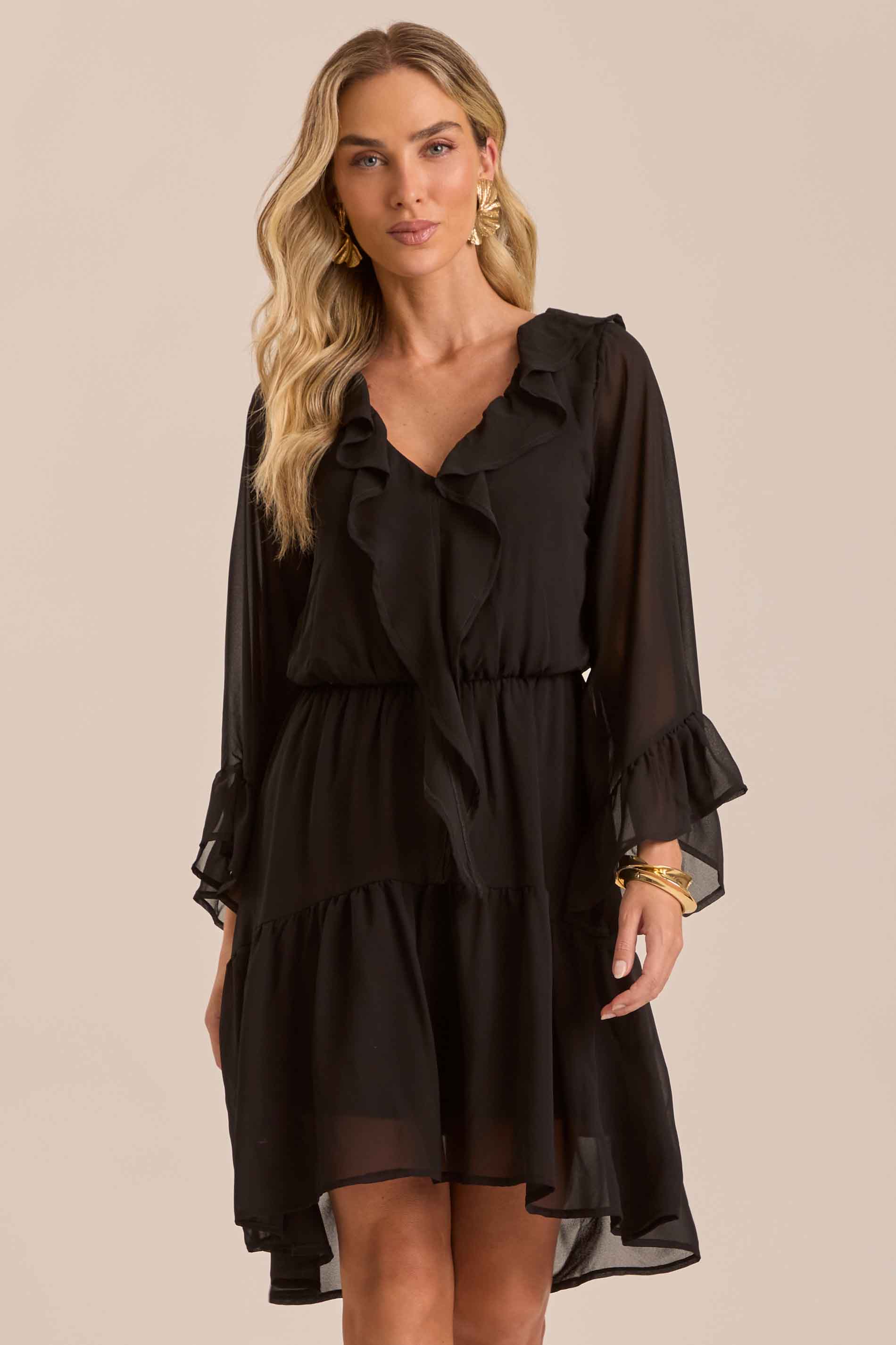 Vestido Curto Soft Garden em Chiffon