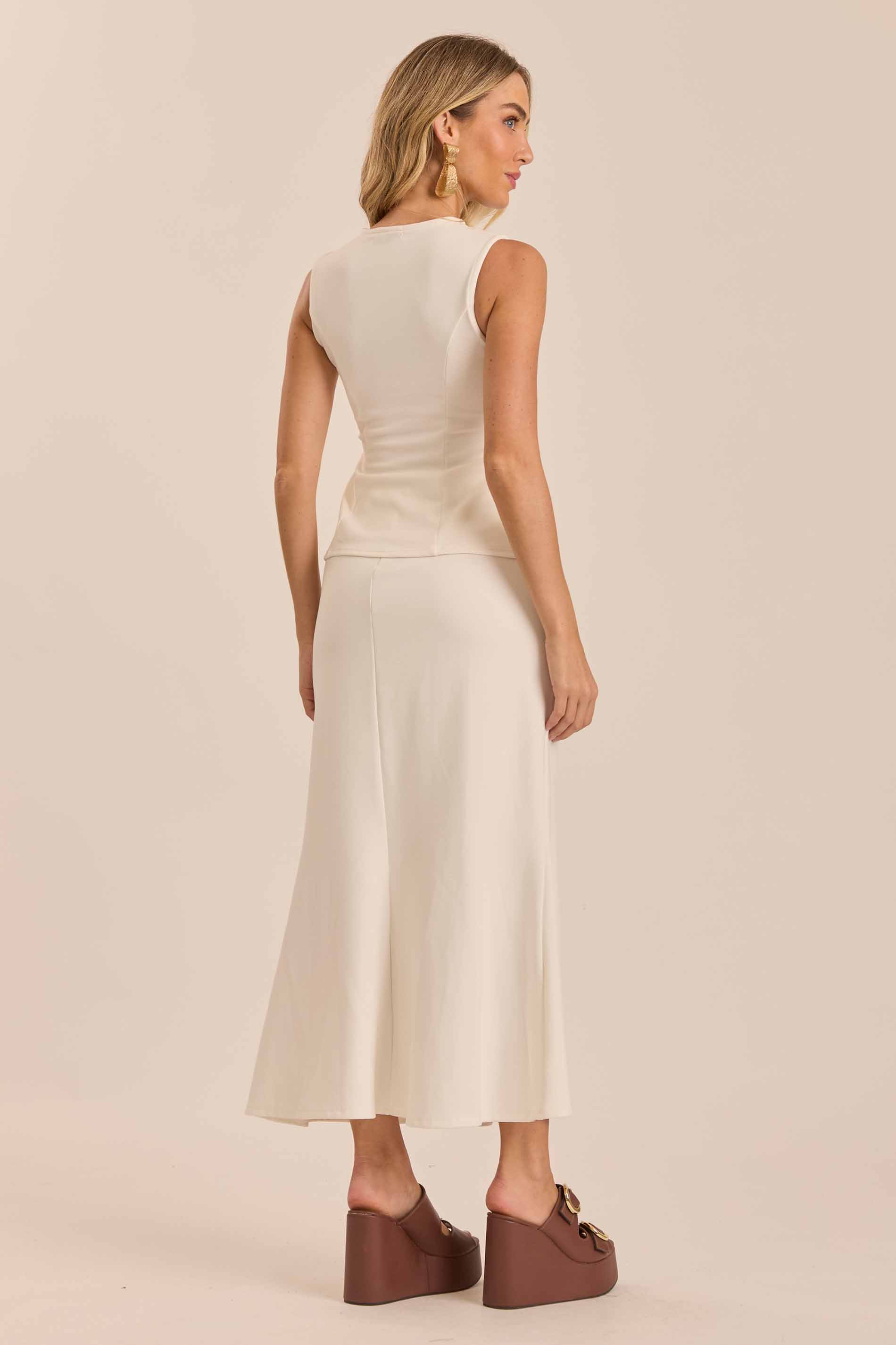 Saia Midi Retrô Glam em Bodycon