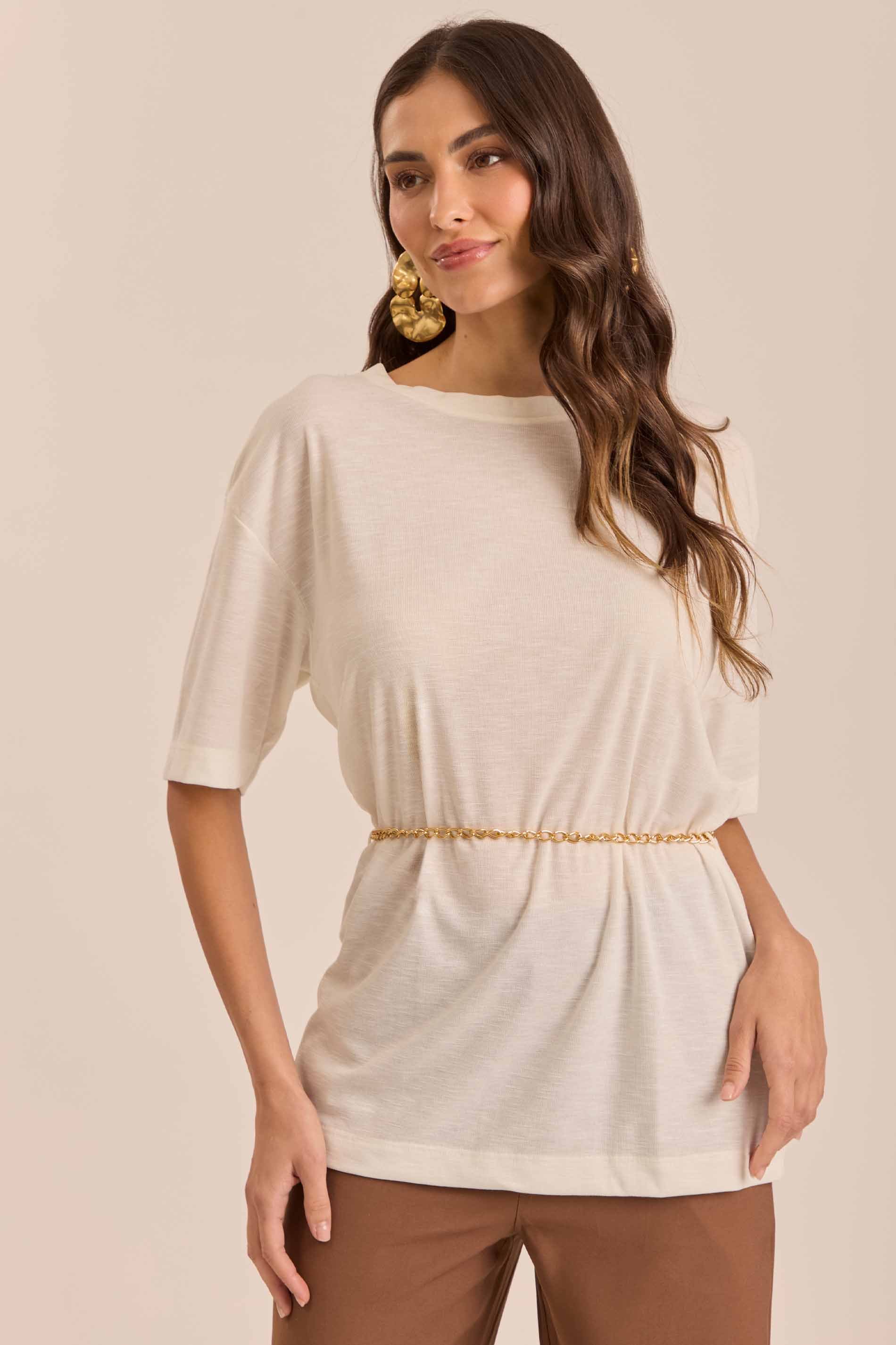 T-shirt Retrô Glam em Tricot Flamê