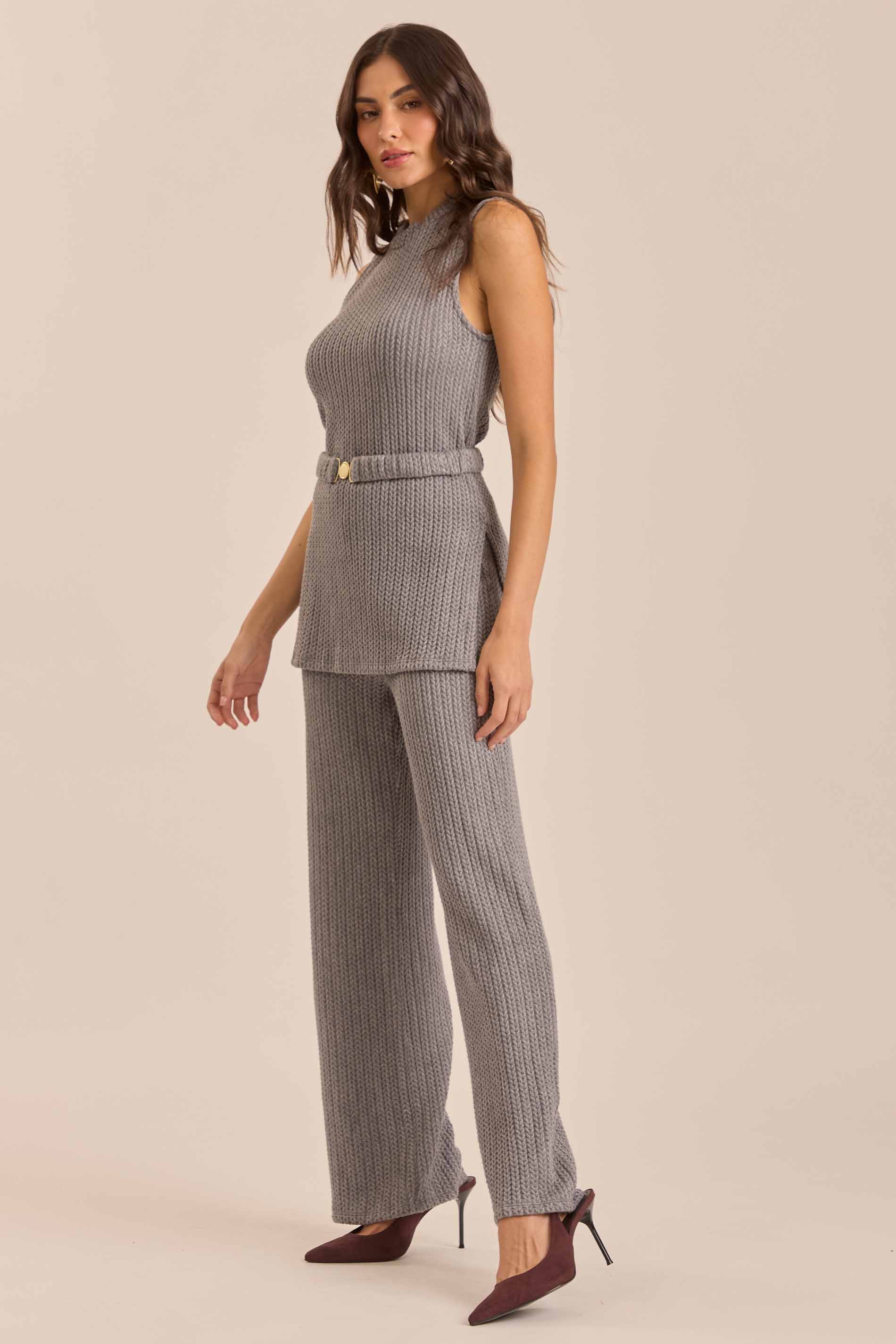 Calça Reta Jardim Decor em Tricot