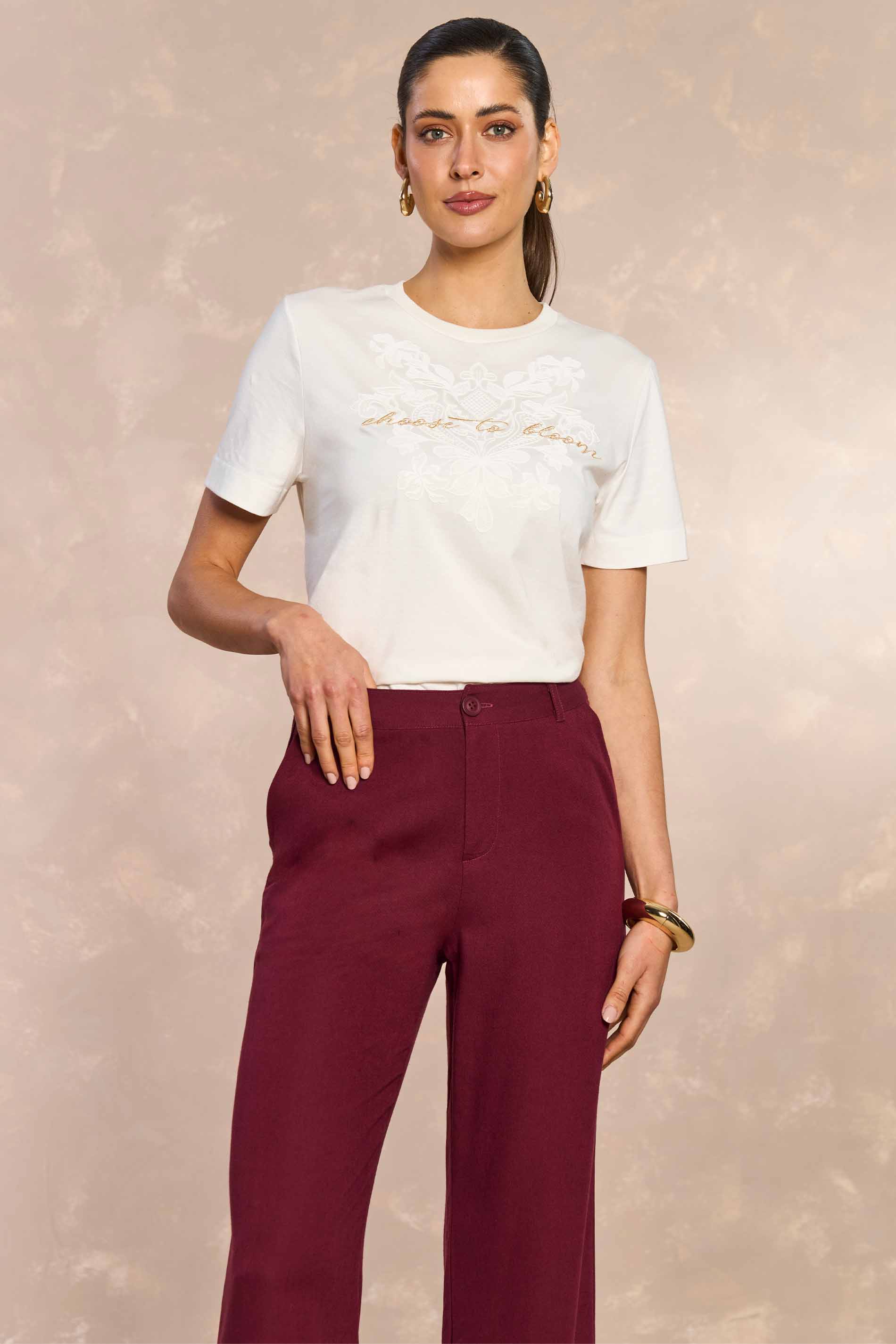 Calça Reta Jardim Decor em Linen