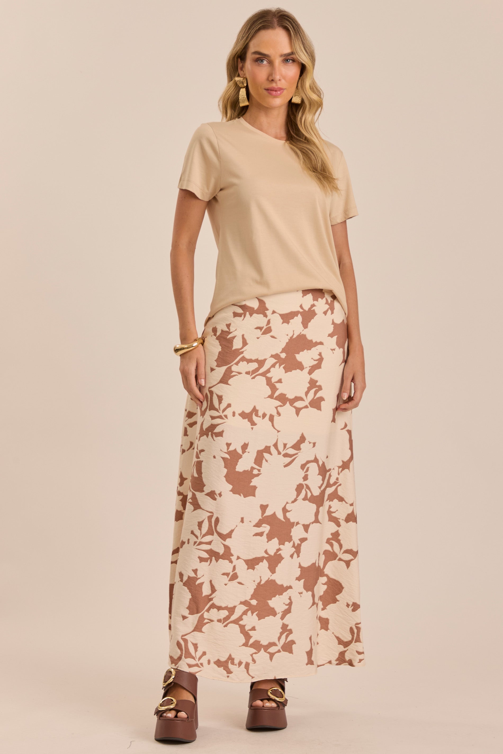 Saia Longa Jardim Decor Estampada