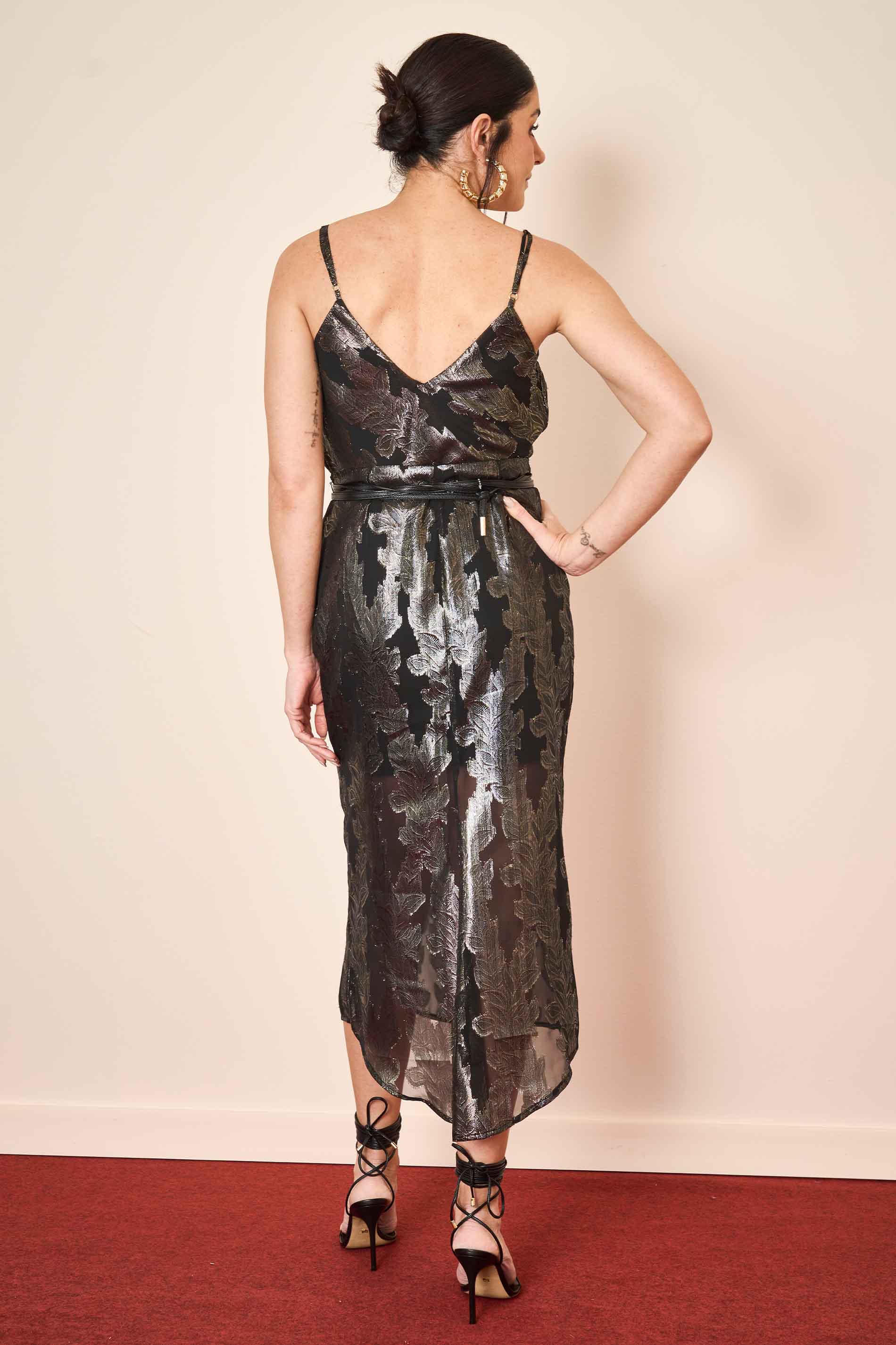 Saia Midi Wild Orchid em Chiffon Jacquard