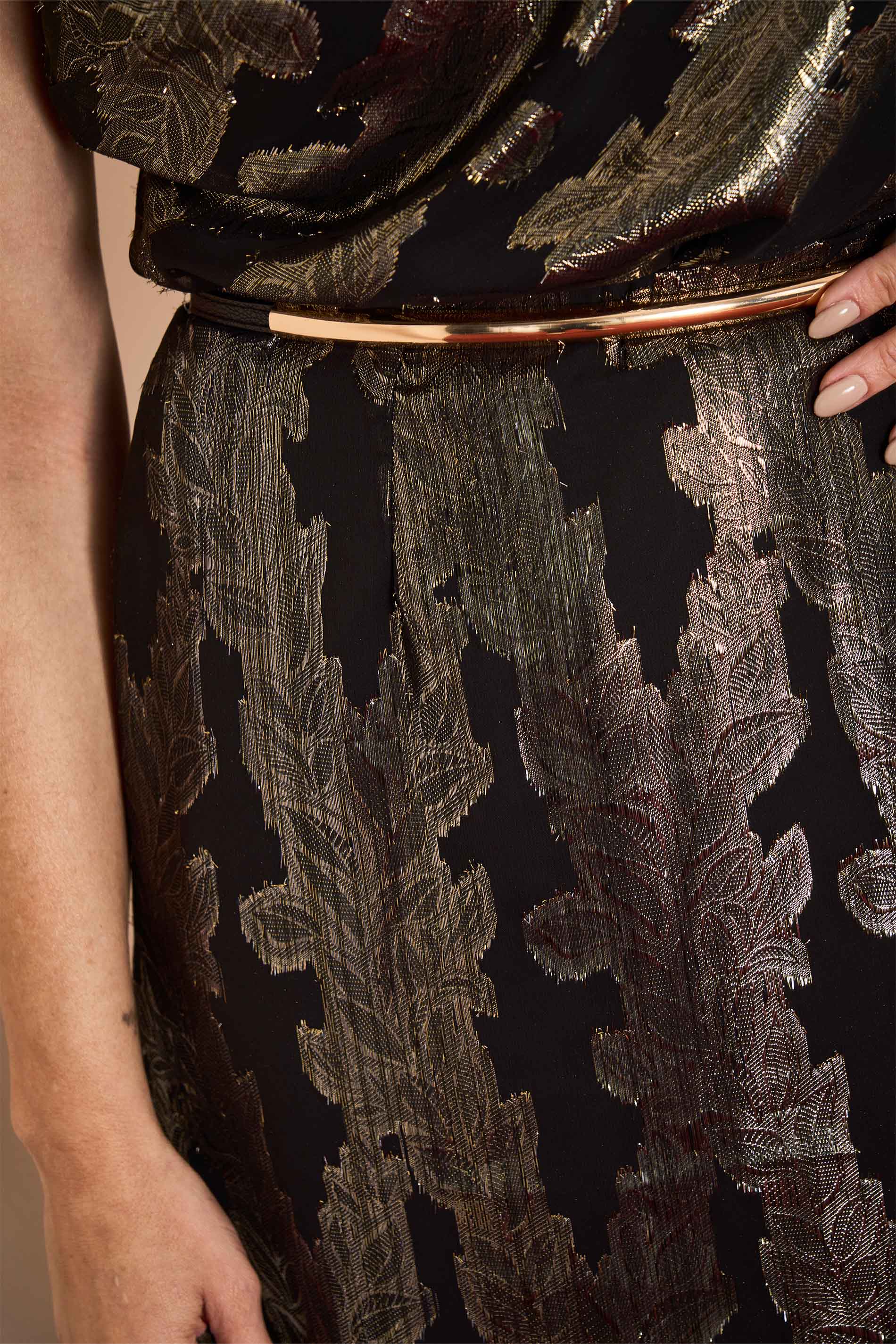 Saia Midi Wild Orchid em Chiffon Jacquard