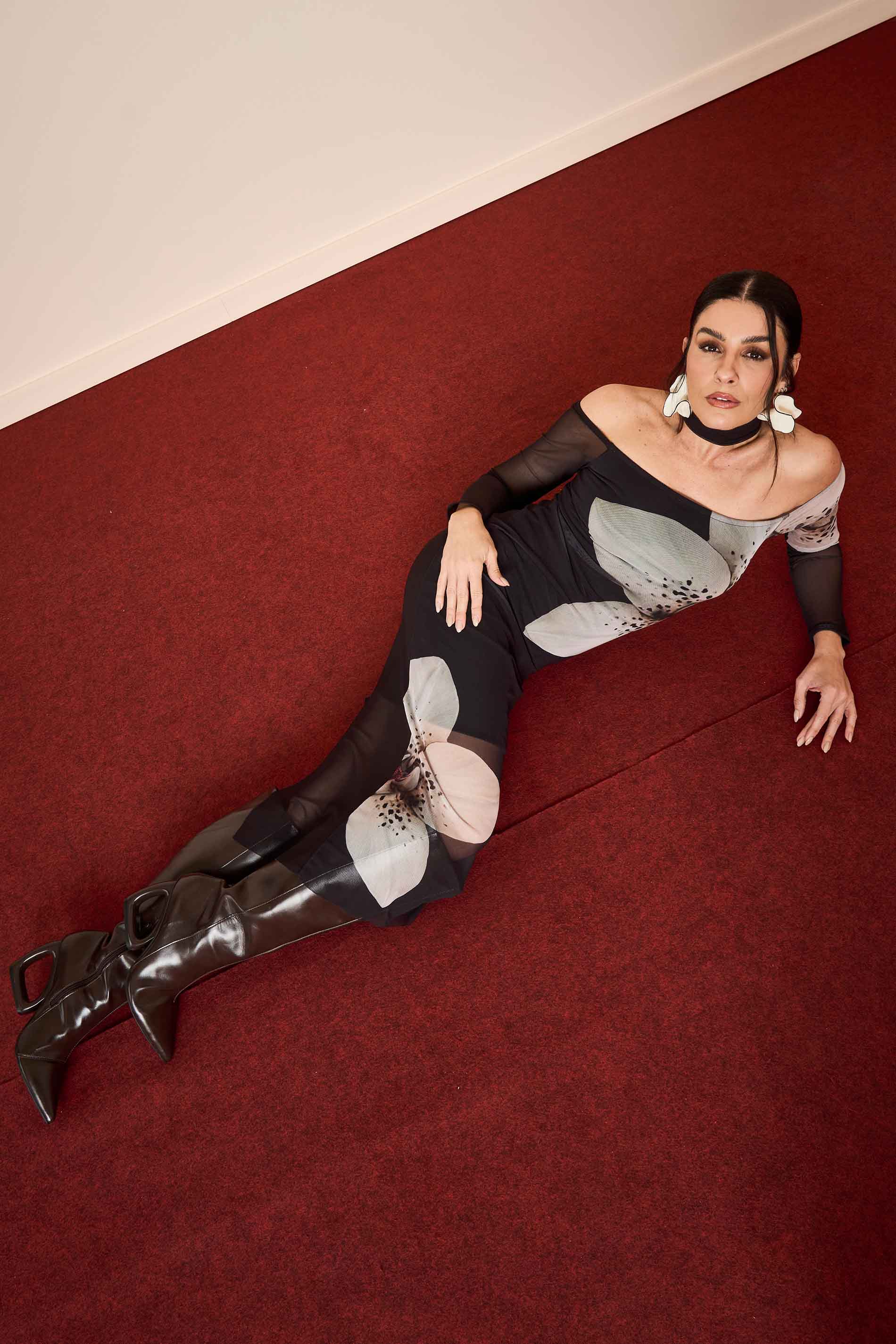 Vestido Midi Wild Orchid Ombro a Ombro em Tule