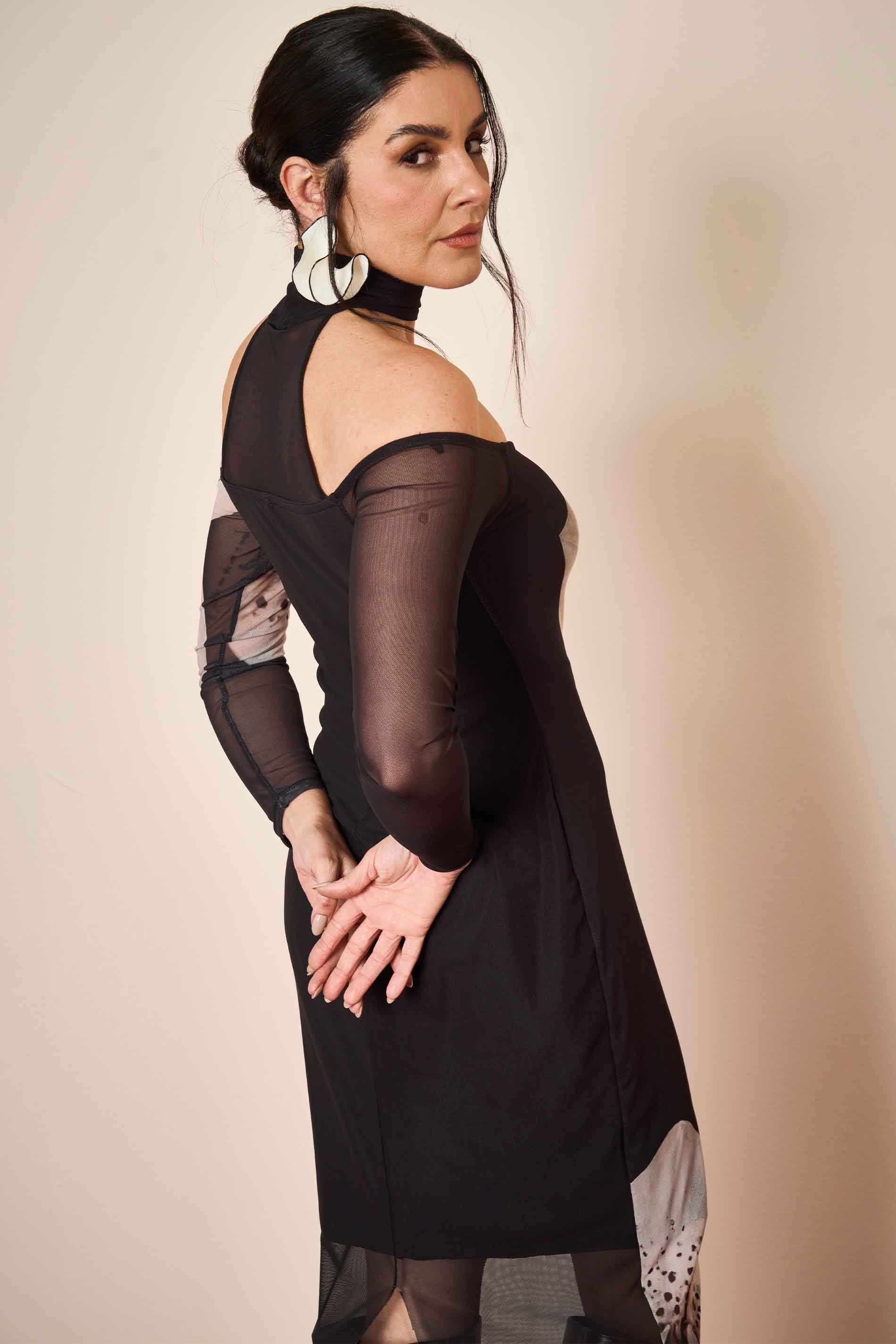 Vestido Midi Wild Orchid Ombro a Ombro em Tule