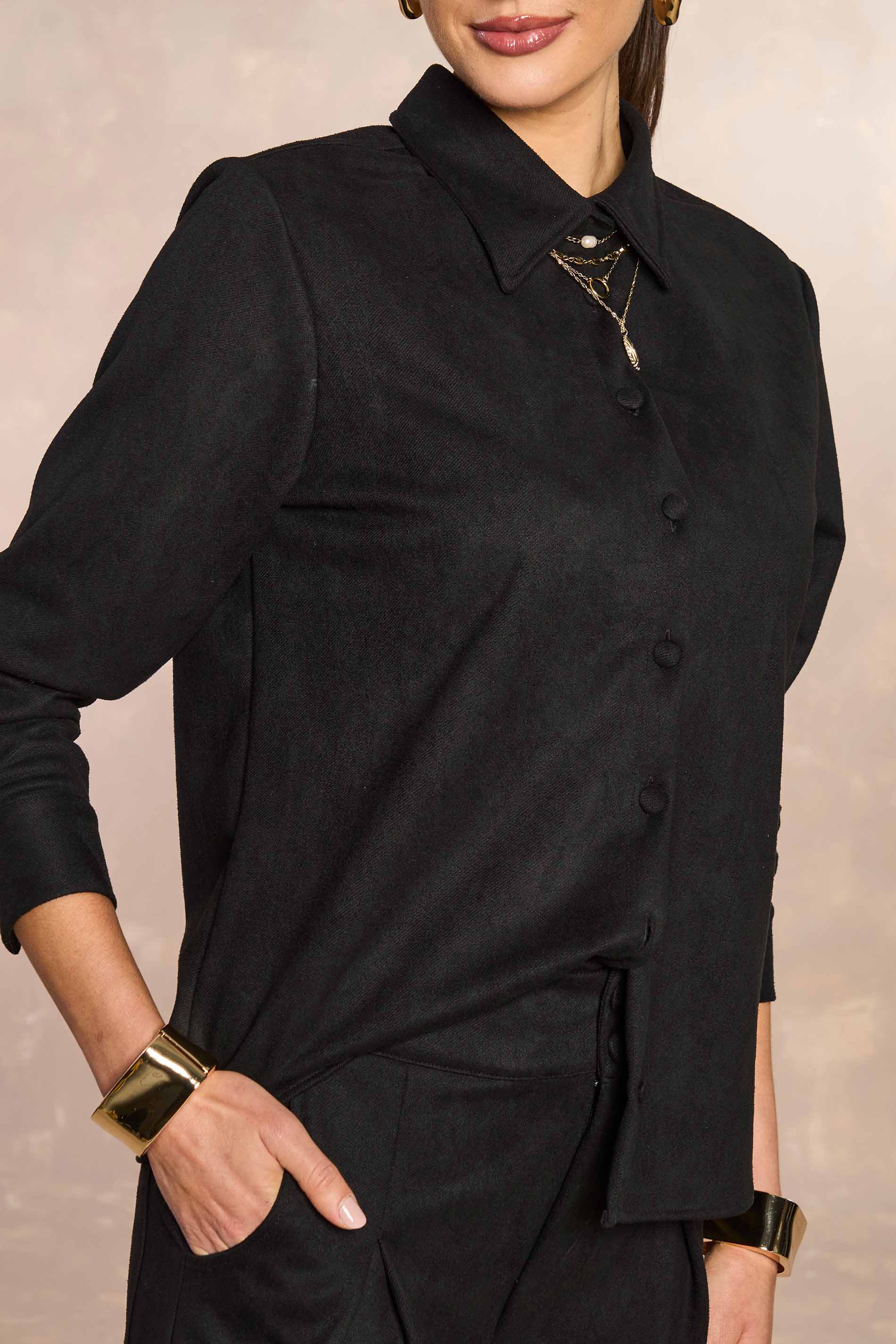 Camisa Ethnic Blur em Suede